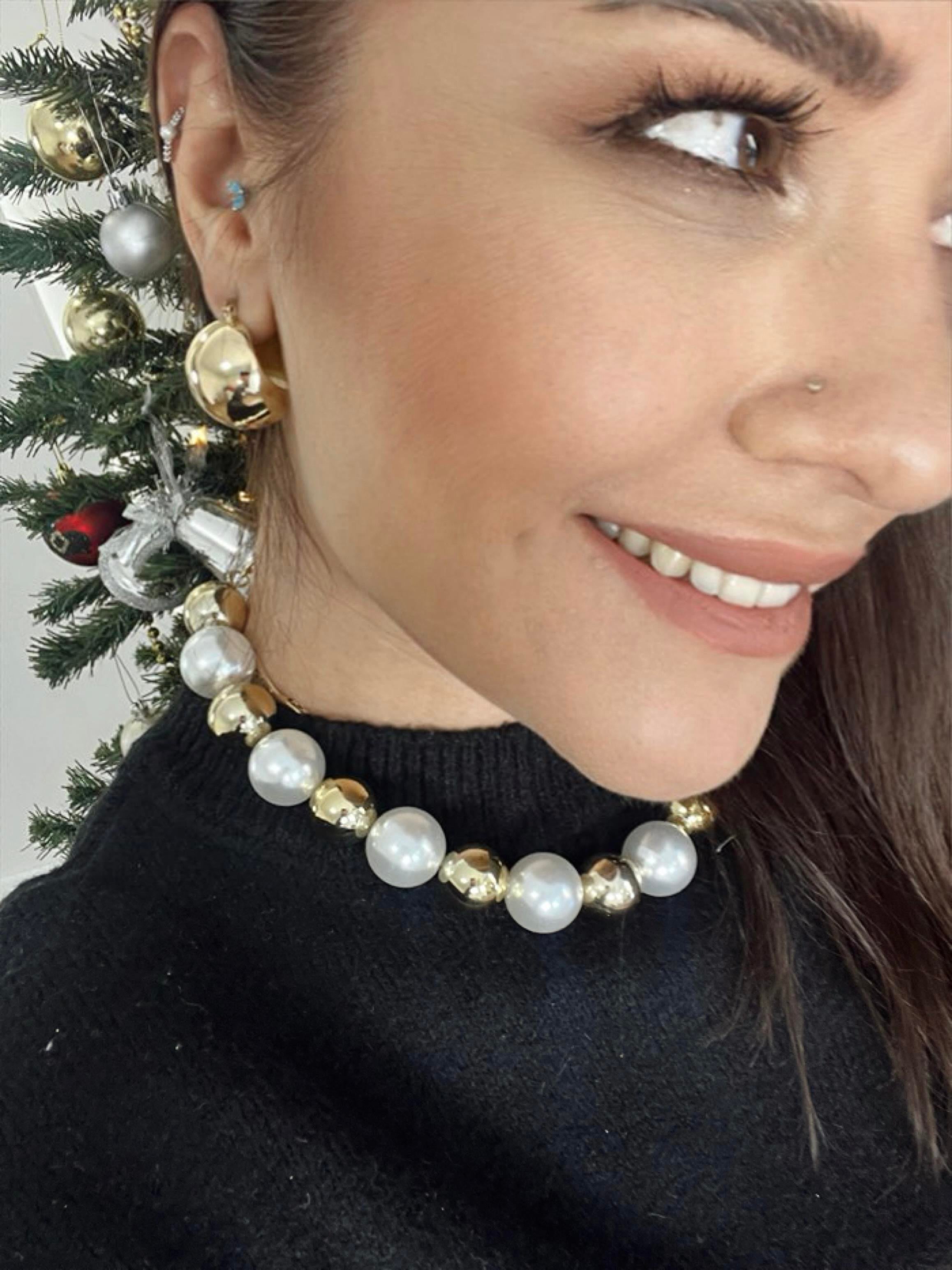 İncili Top Kolye GOLD