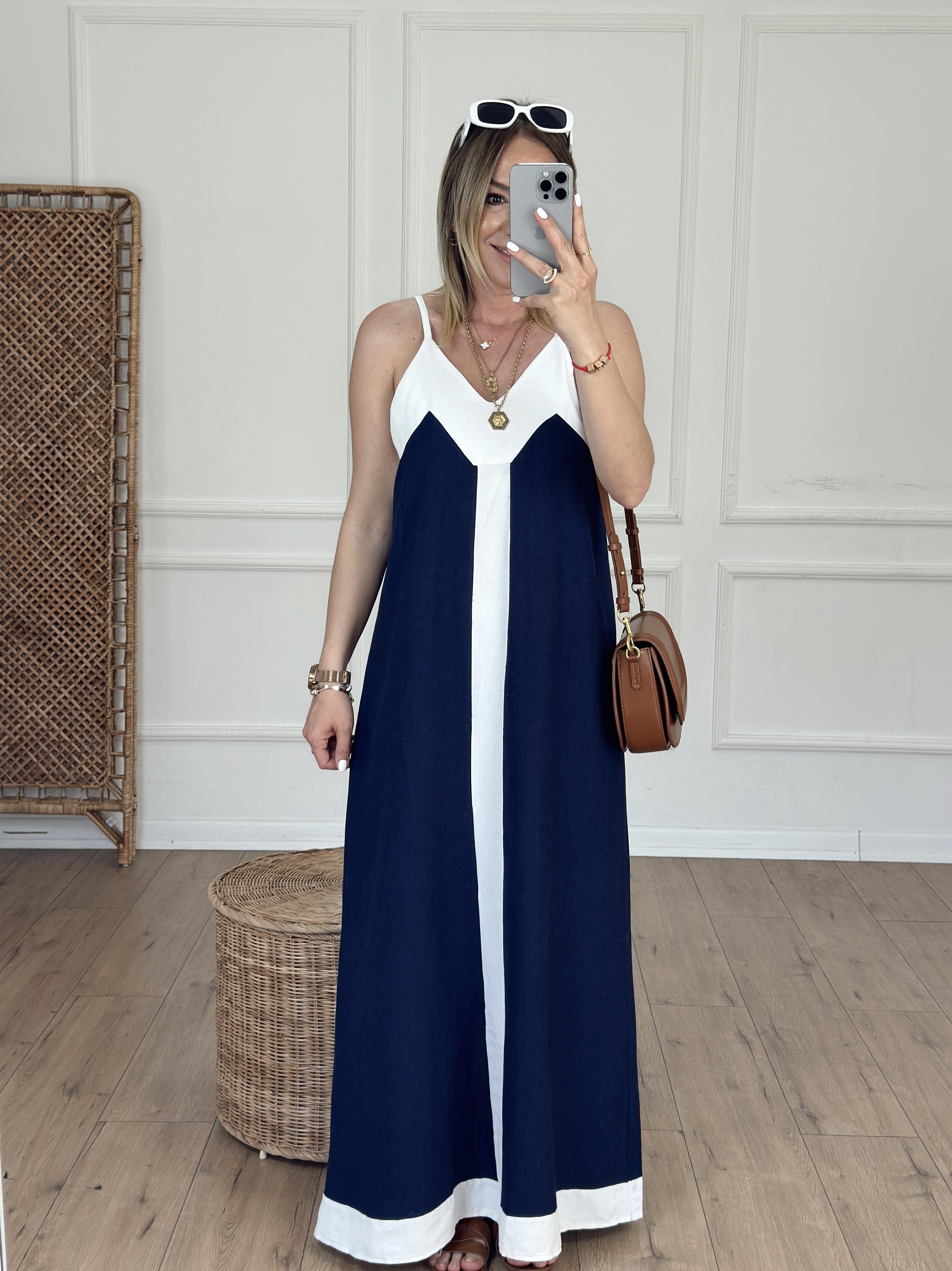 İp Askılı Poplin Elbise LACİVERT