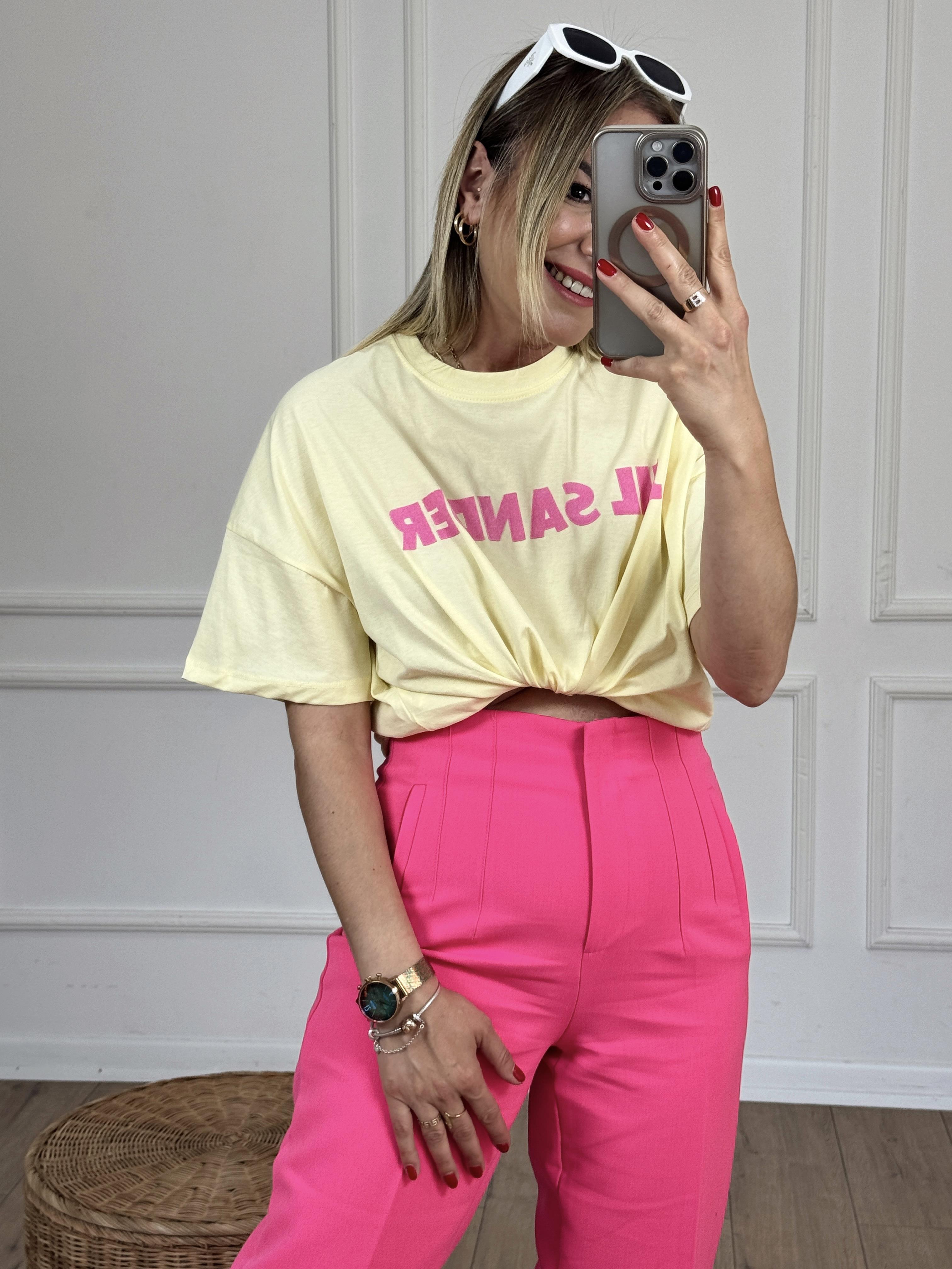 Jıl Sander Baskılı Basıc Tshirt SARI