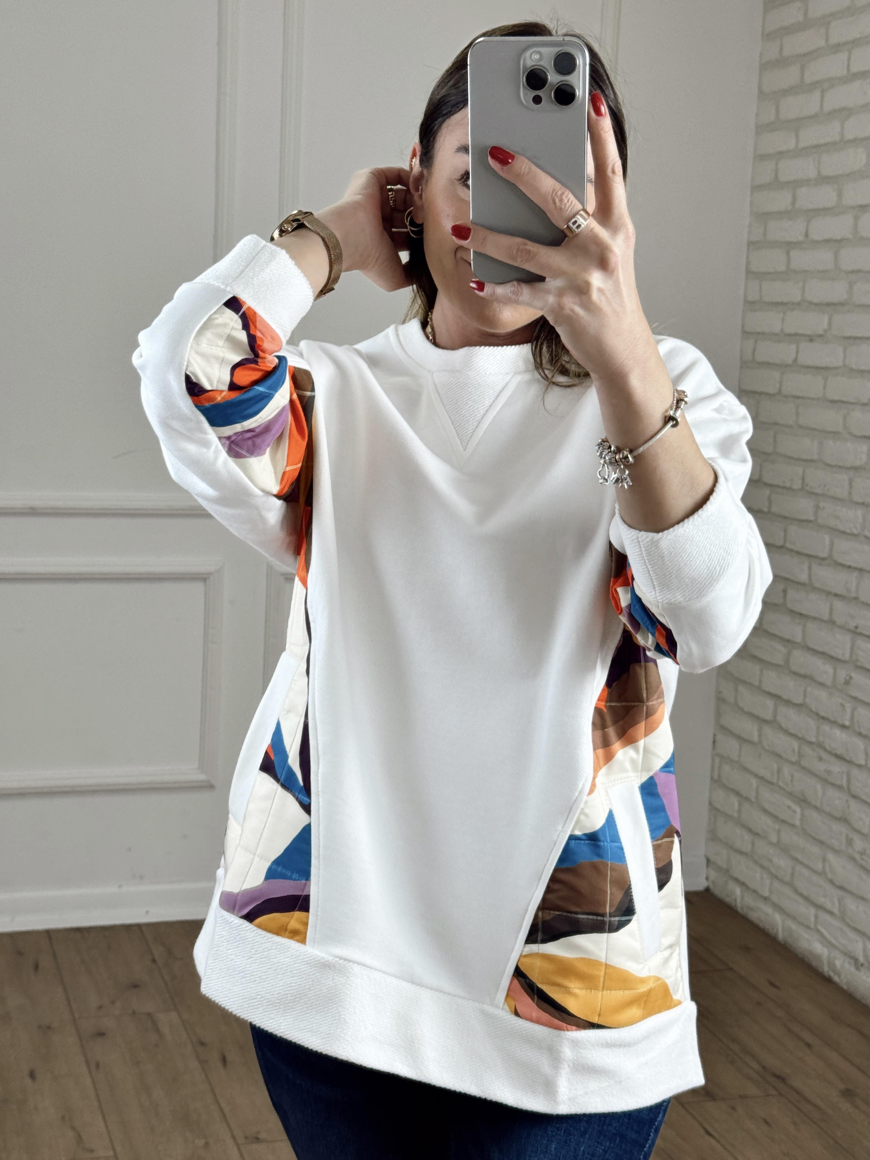 Kapitone Detaylı Cepli Sweat EKRU