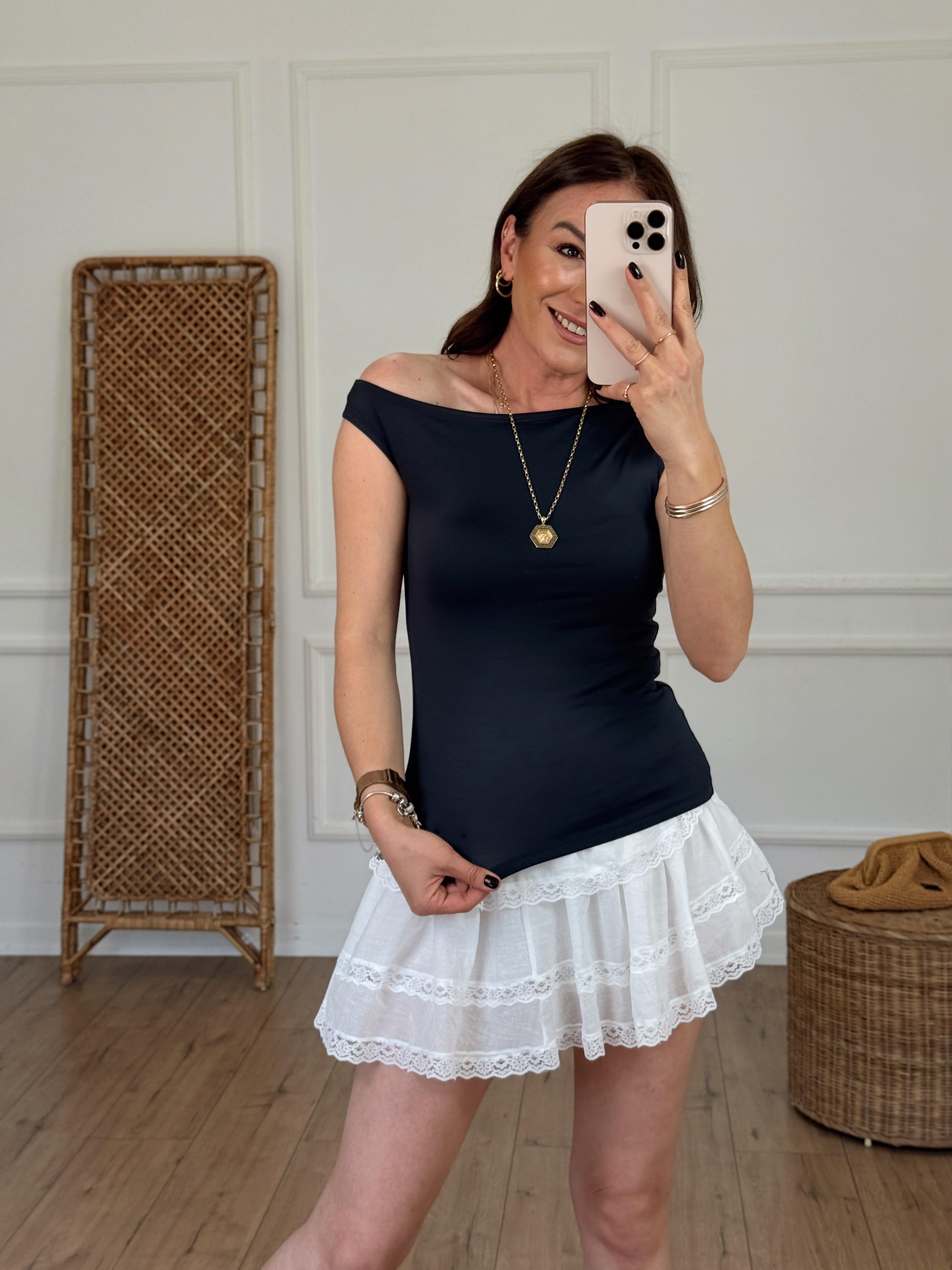 Kayık Yaka Kolsuz Tasarım Body LACİVERT