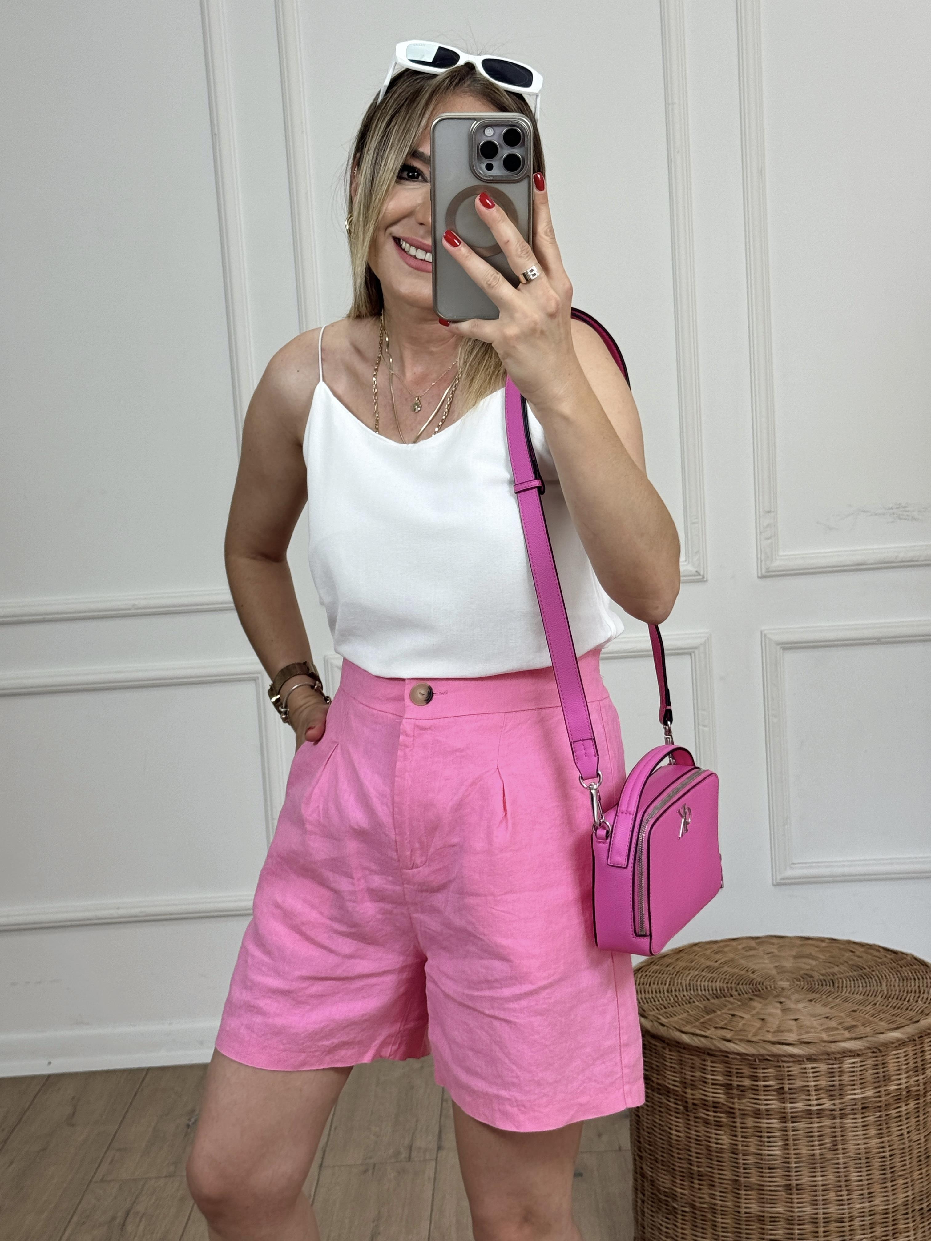 Keten Şort PEMBE