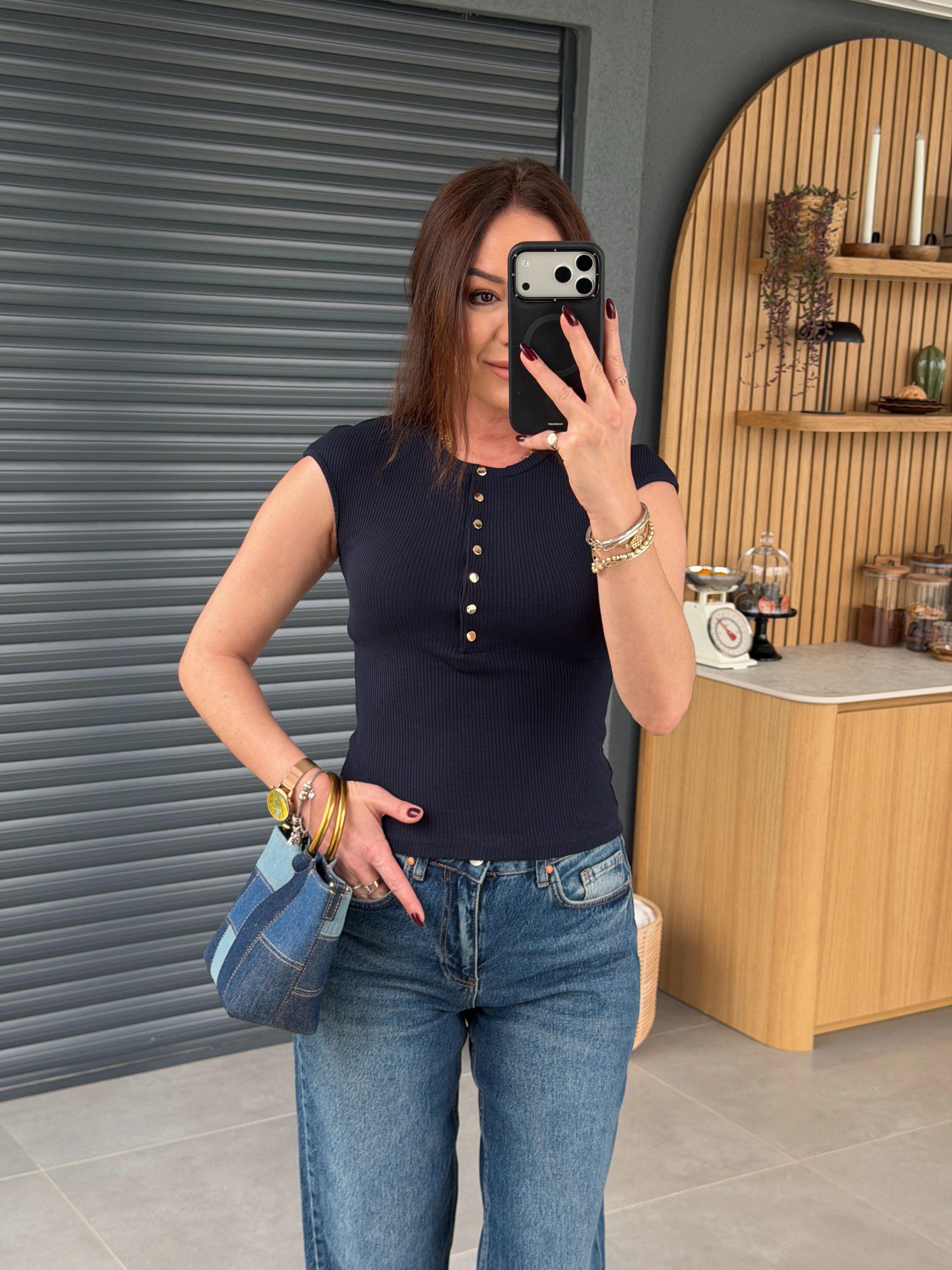 Kolsuz Çıtçıtlı Body LACİVERT