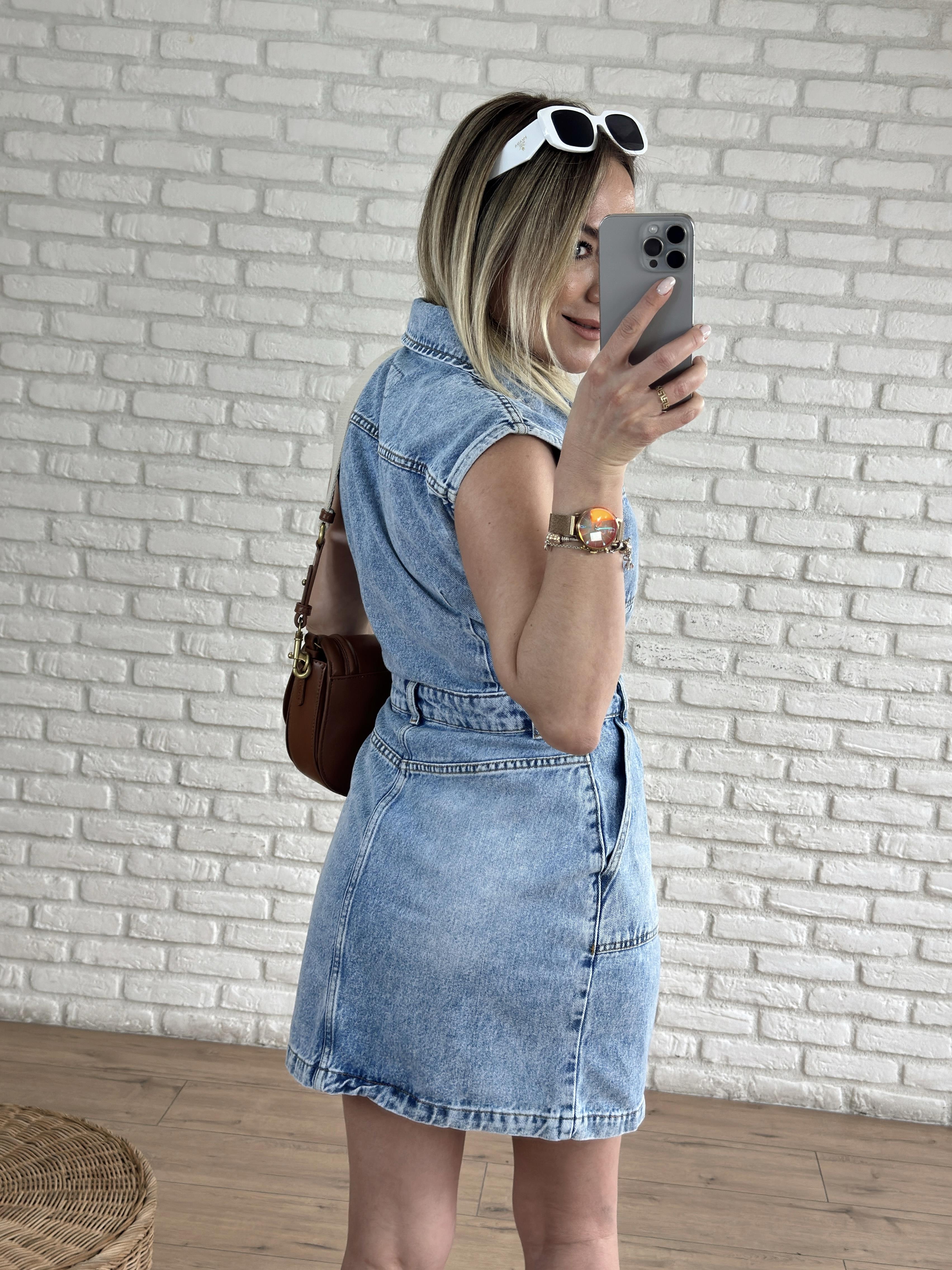 Kolsuz Jean Elbise MAVİ