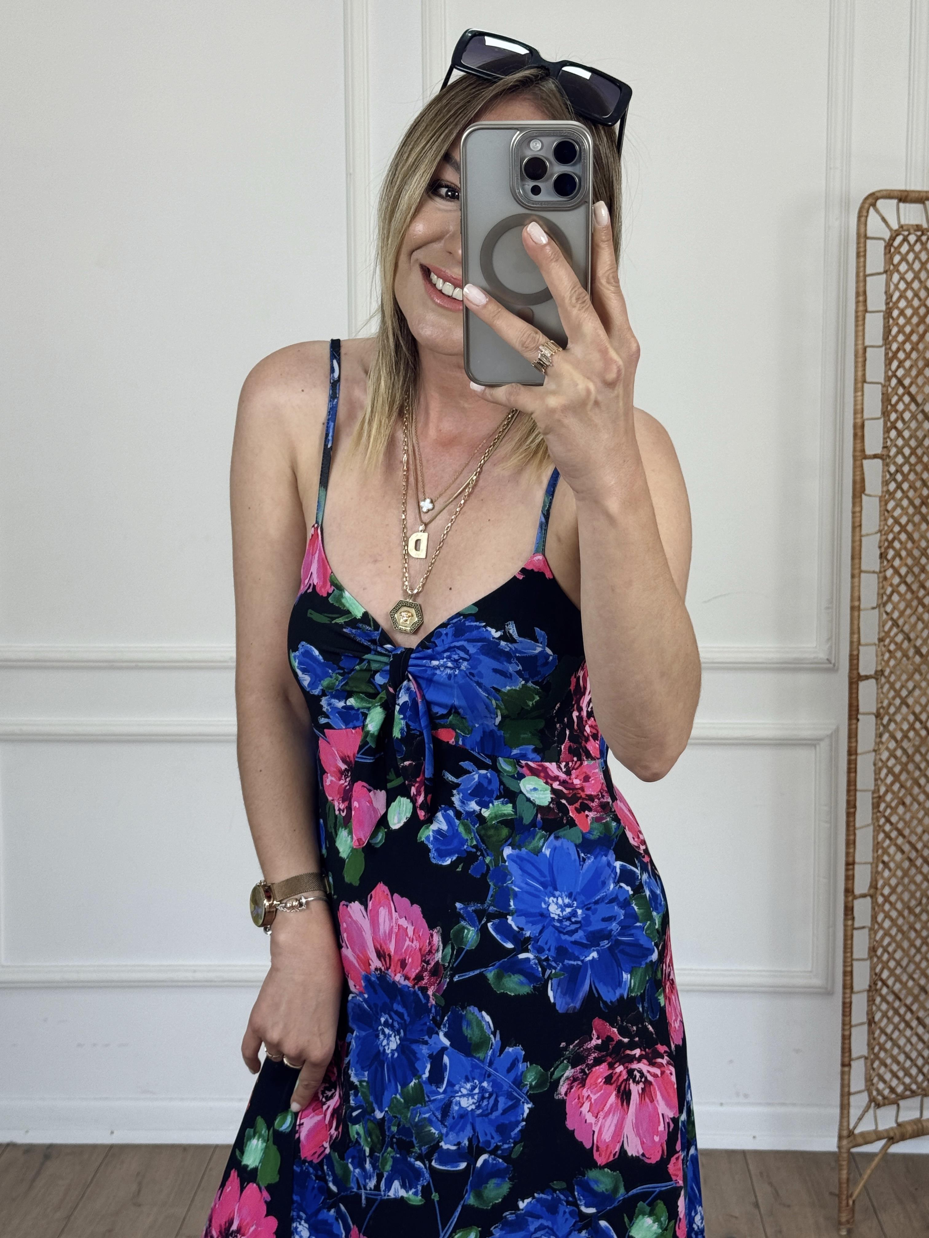 Kurdele Detaylı İp Askılı Elbise SİYAH