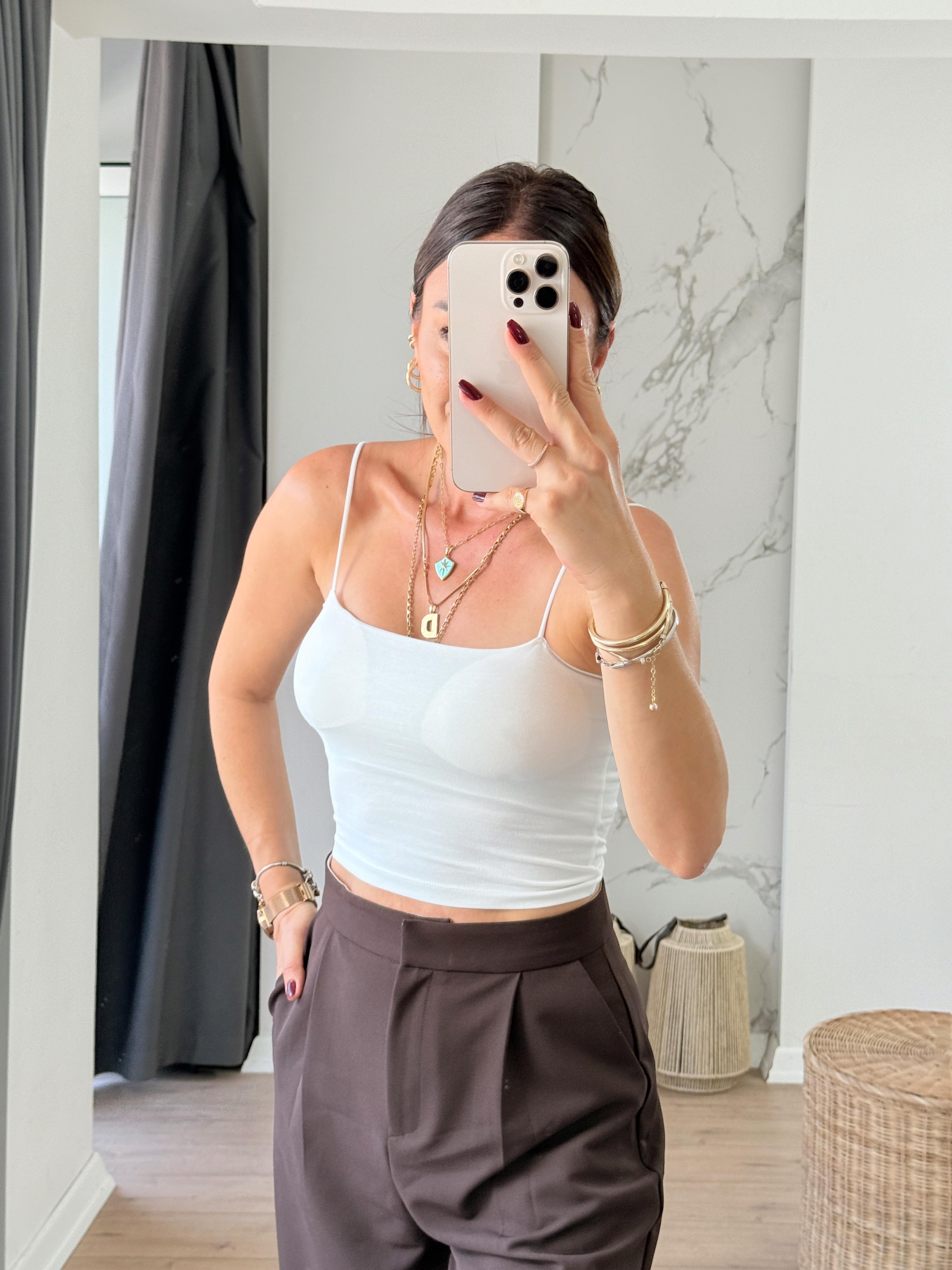 Lastik Askılı Modal Atlet EKRU