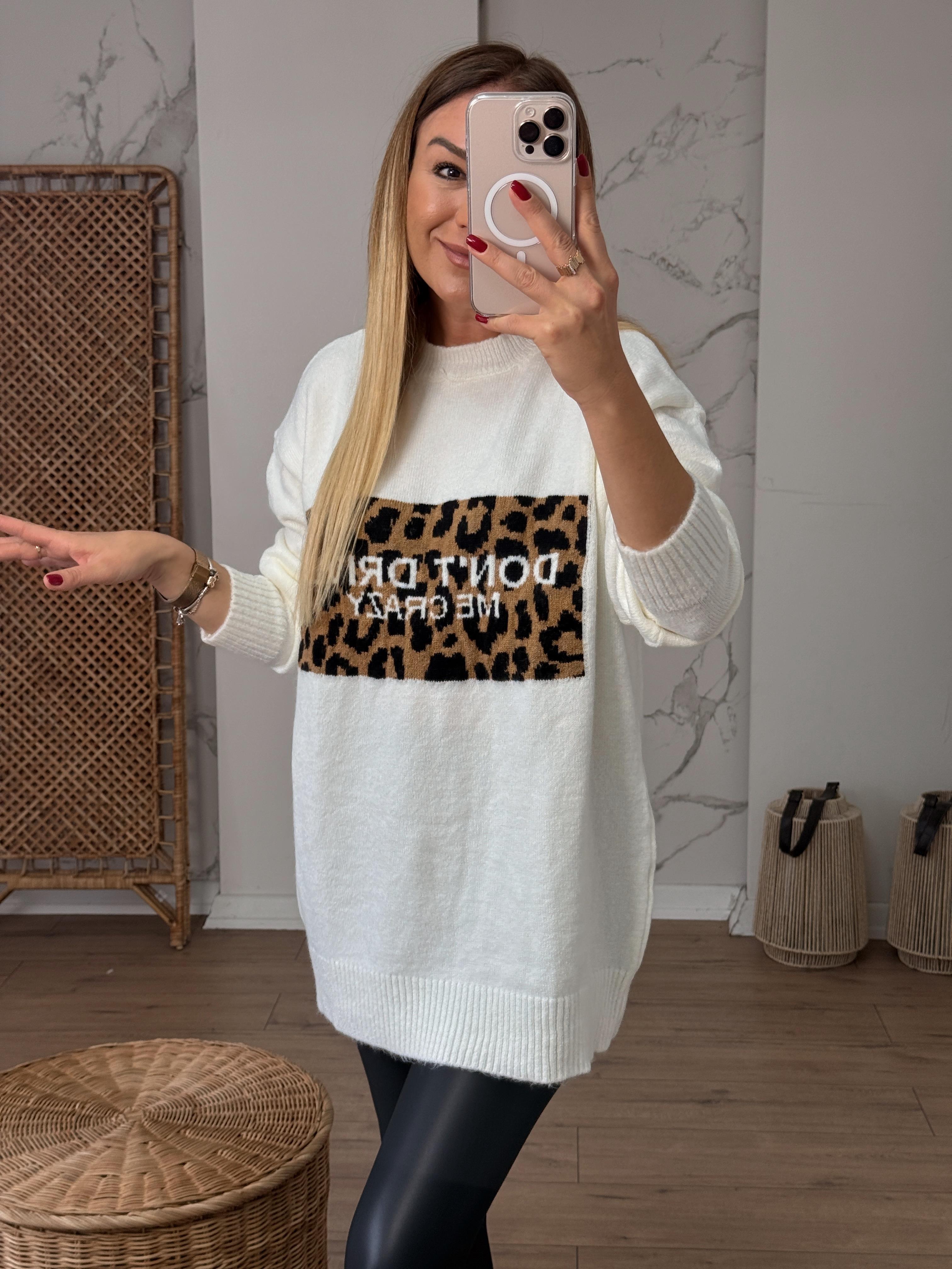 Leopar Detaylı Kazak EKRU