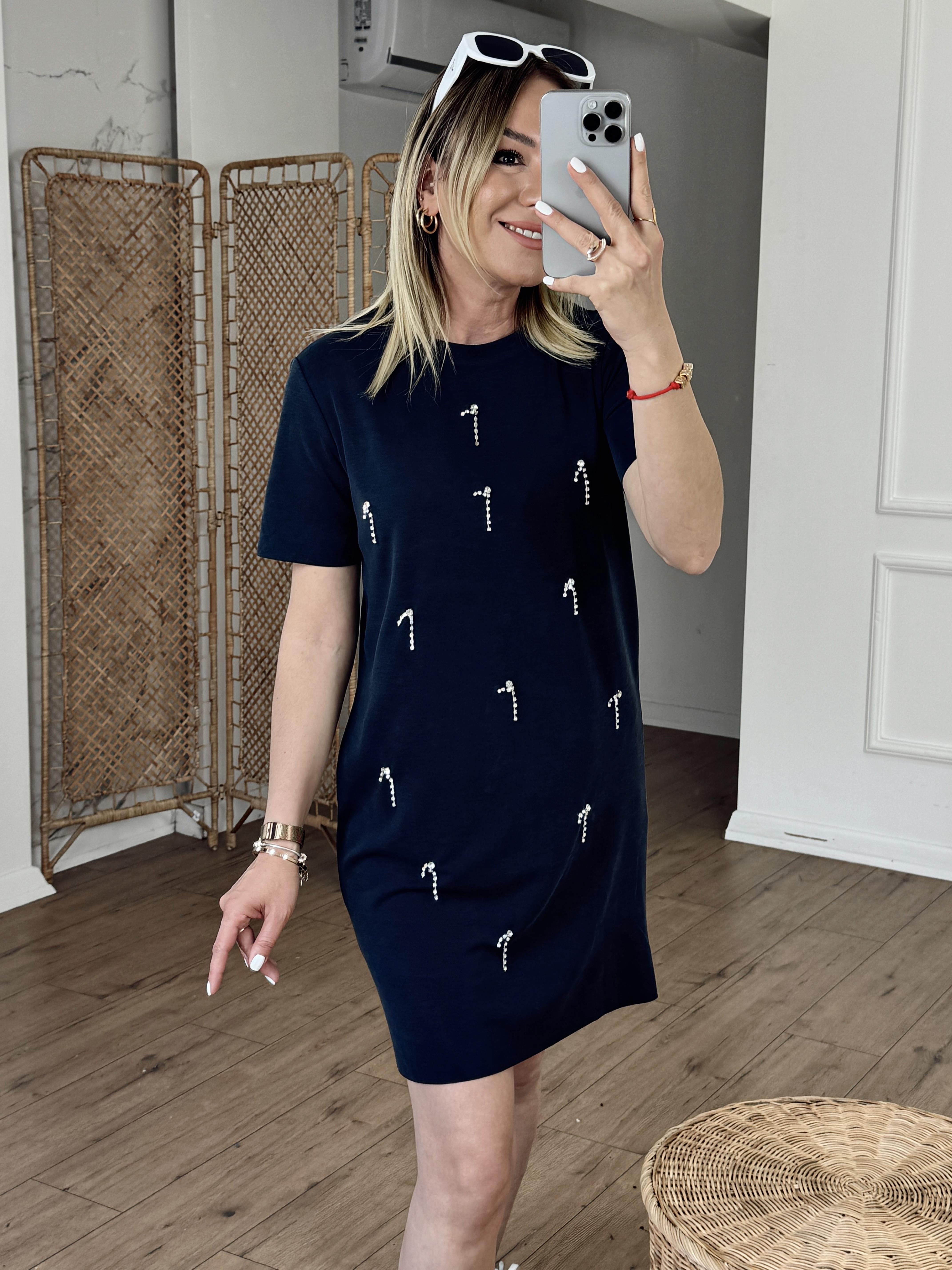 Modal Kumaş Taşlı Elbise ANTRASİT