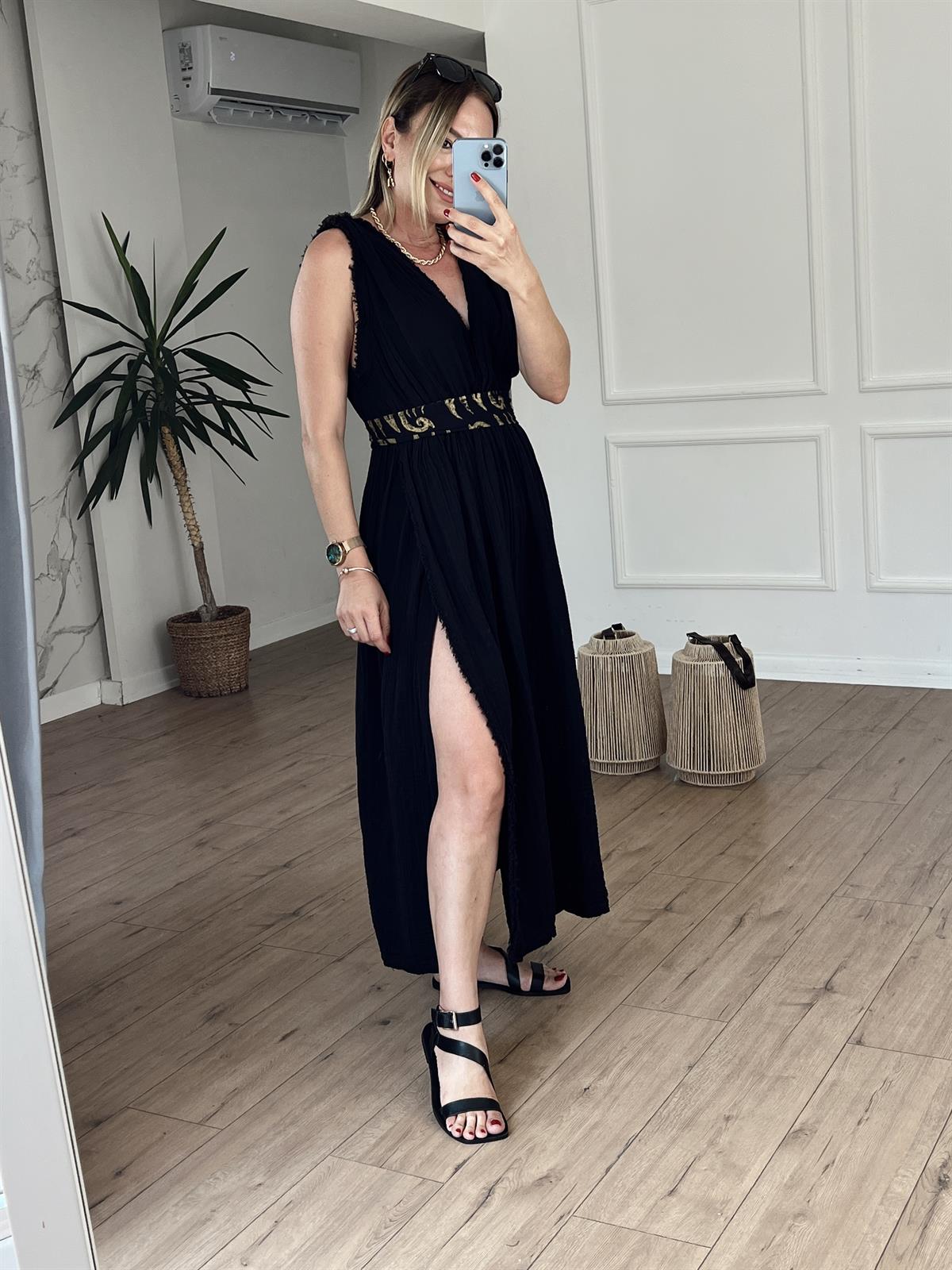 Müslin Helen Model Elbise SİYAH