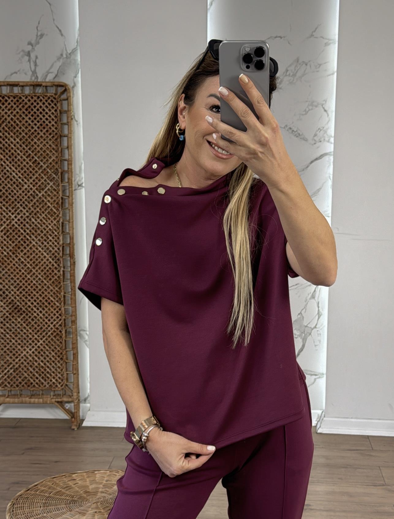 Omuzu Çıtçıt Detaylı Modal Bluz BORDO
