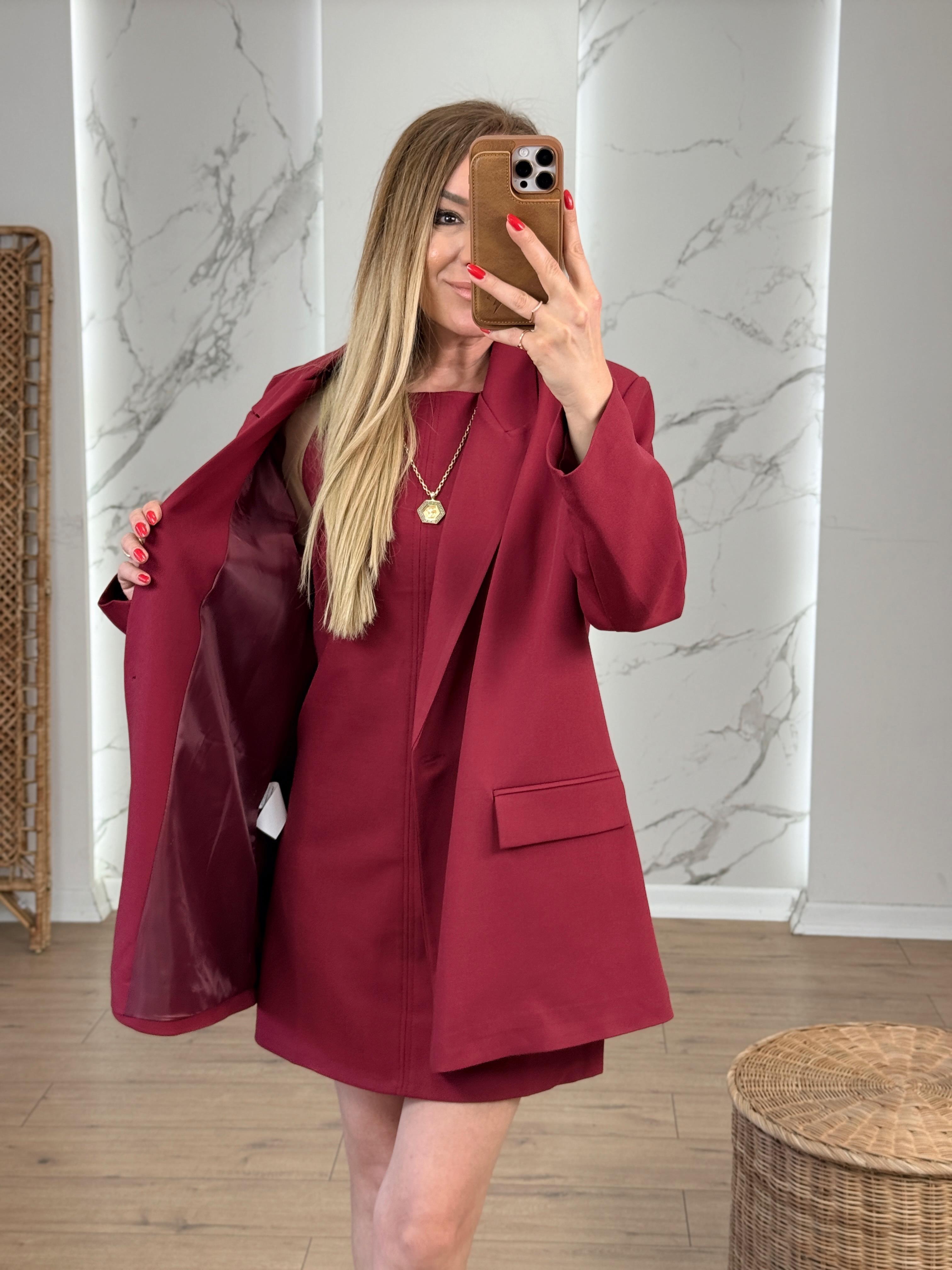 Oversize Blazer Ceket BORDO