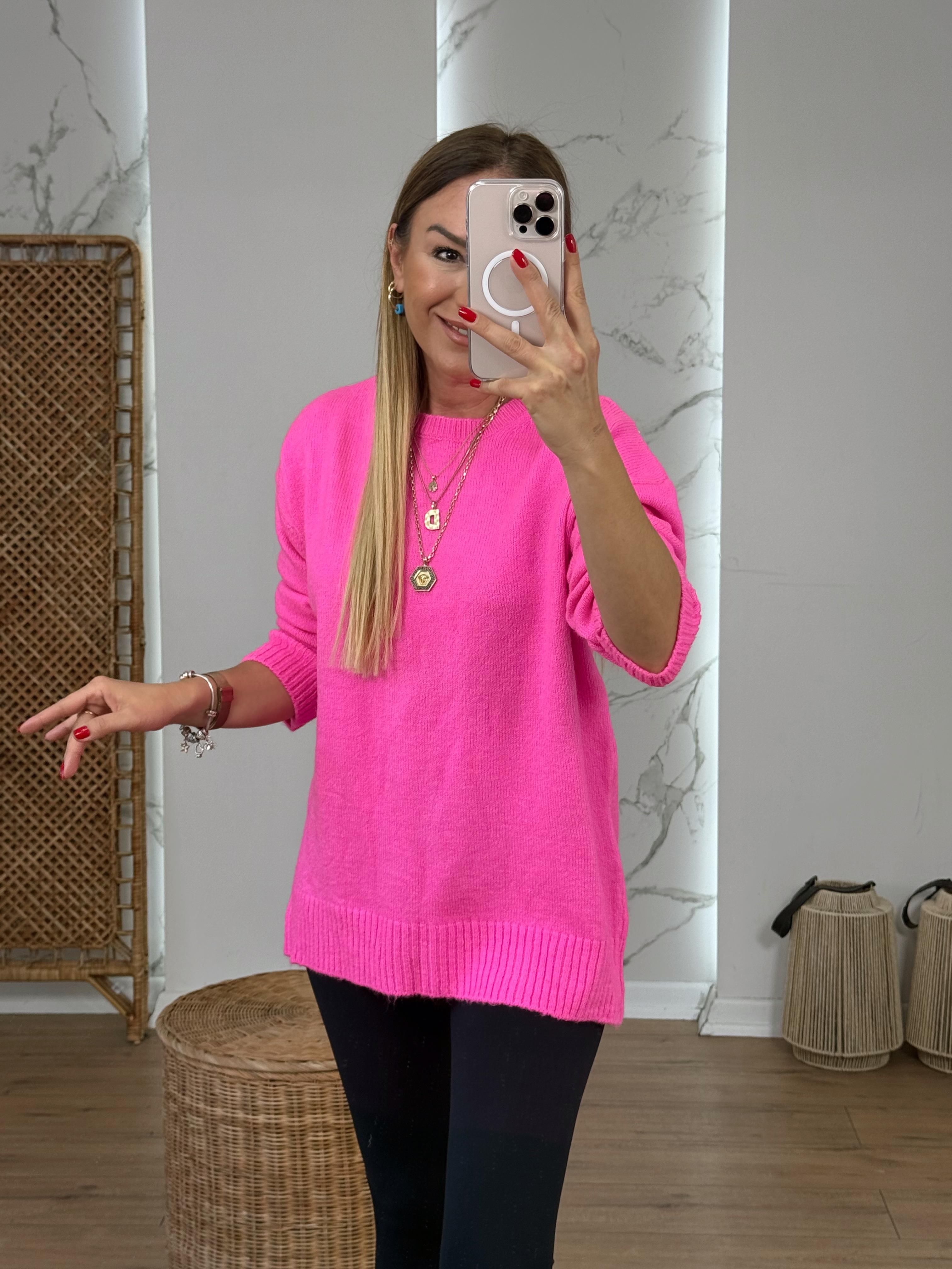 Oversize Yumoş Kazak PEMBE