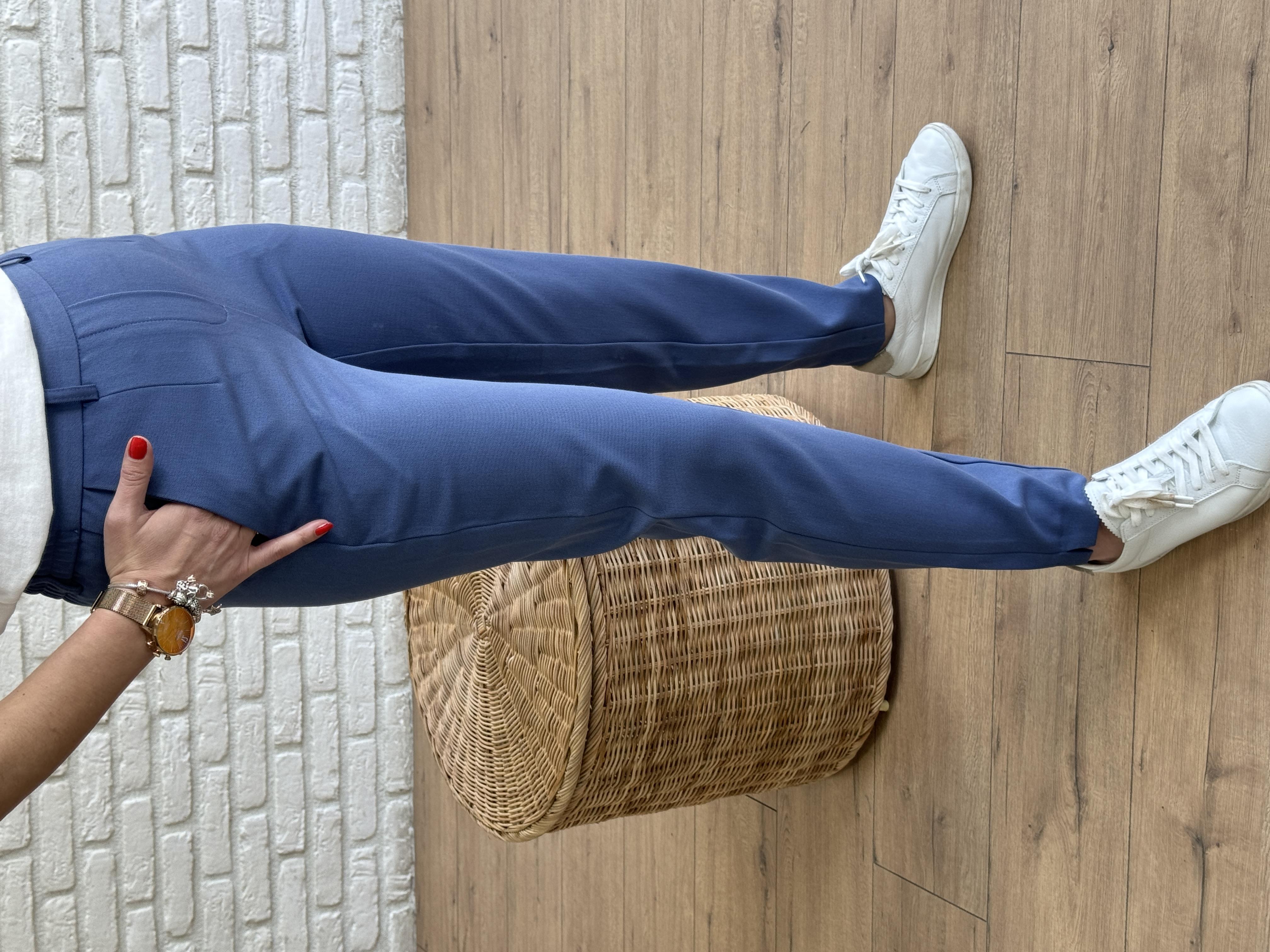 Paça Yırtmaçlı Beli Lastikli Pantolon İNDİGO
