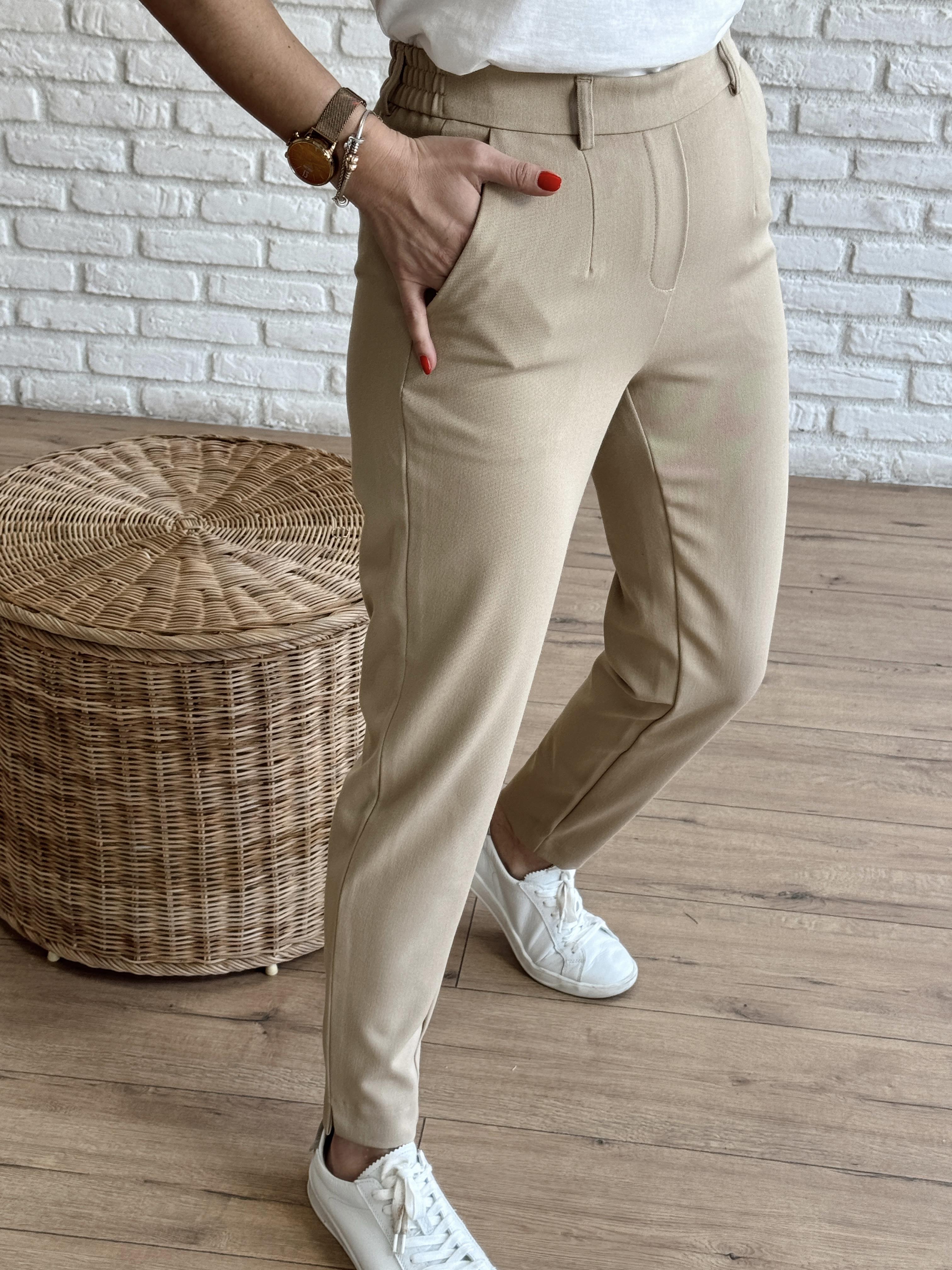 Paça Yırtmaçlı Beli Lastikli Pantolon CAMEL