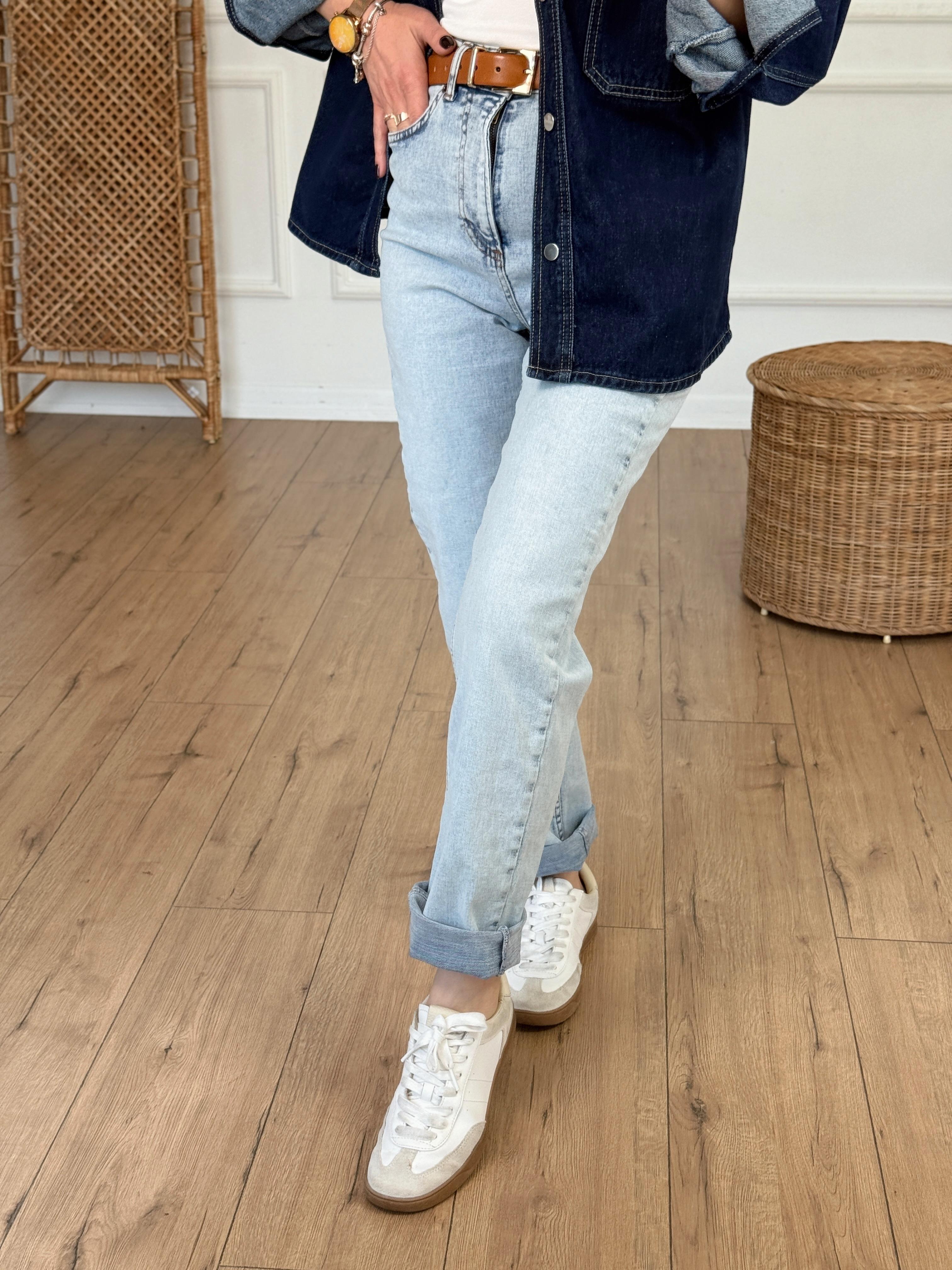 Paçası Kesik Kar Yıkama Slim Fit Jean KAR YIKAMA