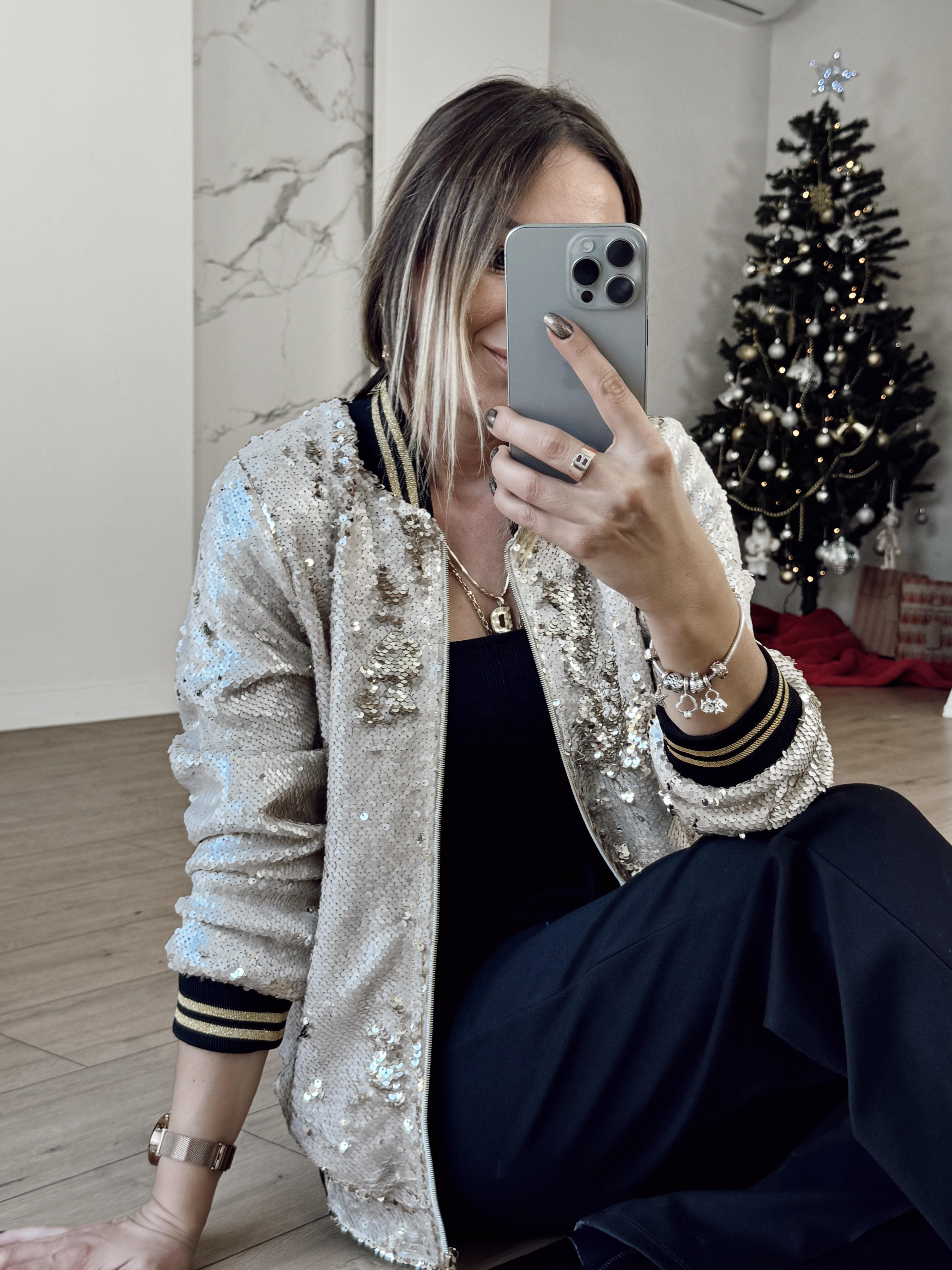 Payetli Bomber Ceket GOLD
