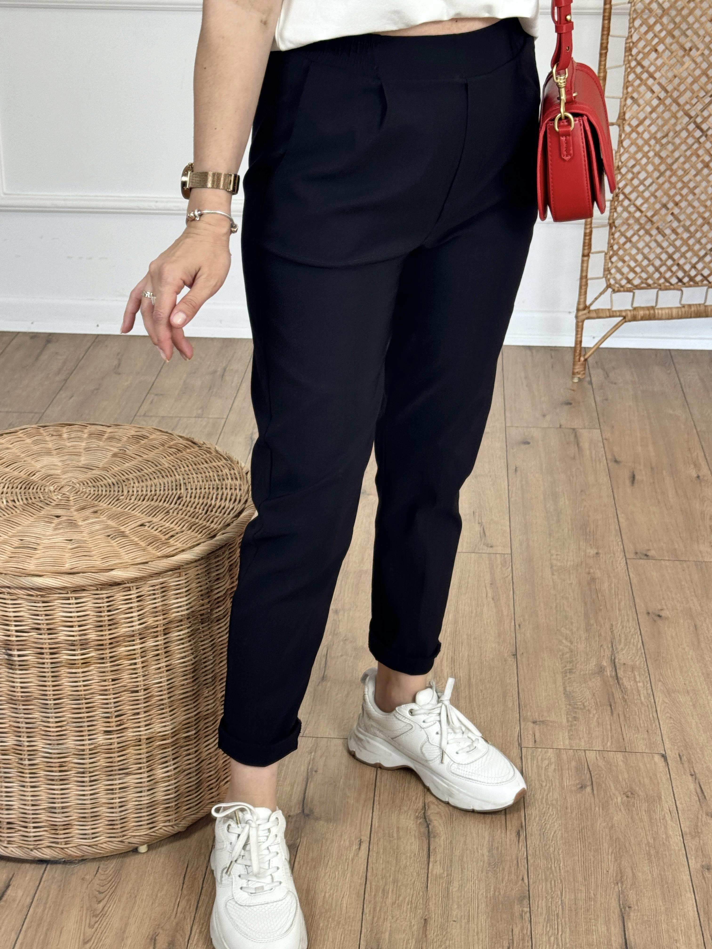 Pileli Beli Lastikli Pantolon SİYAH