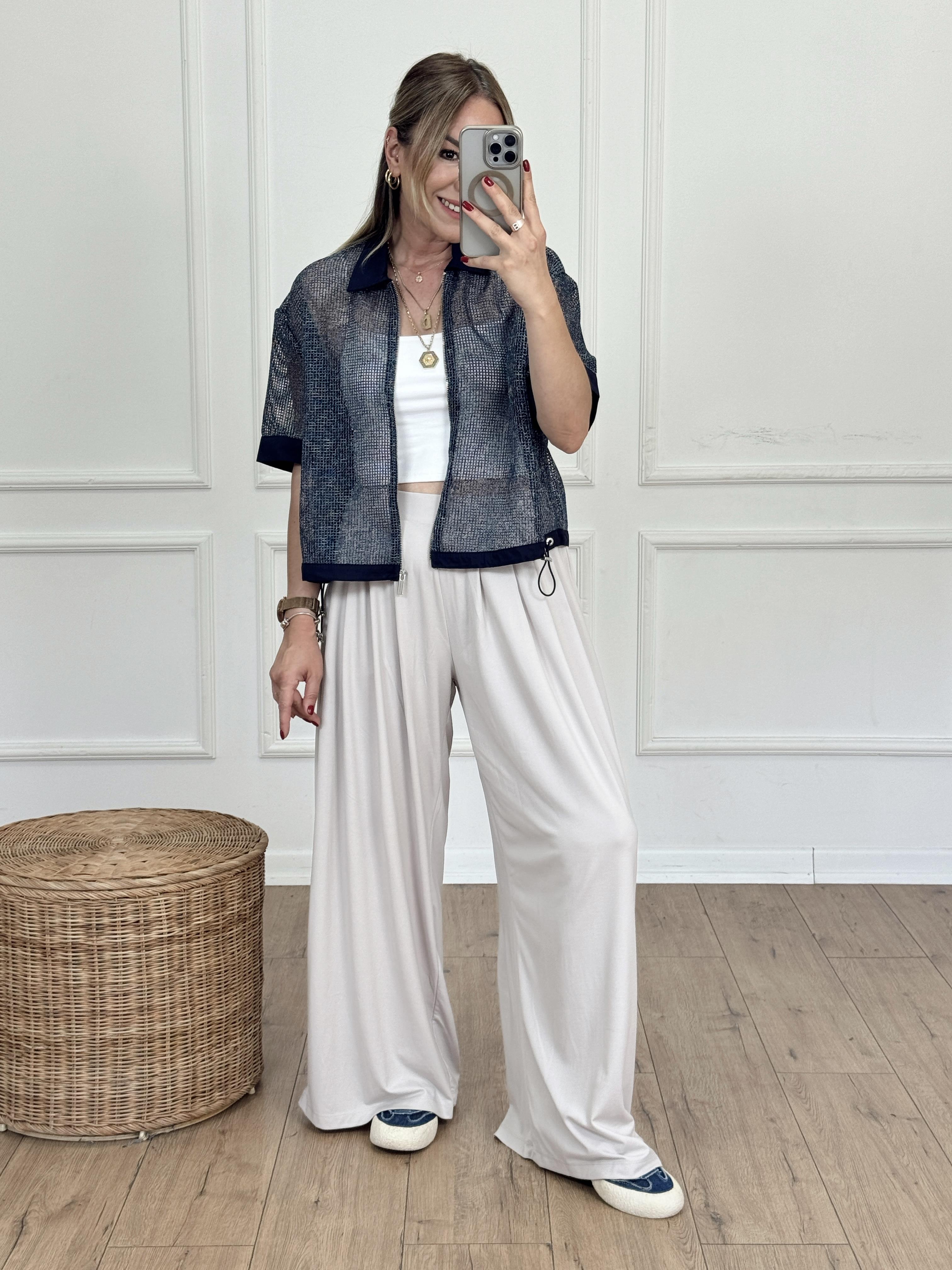 Pileli Palazzo Modal Pantolon TAŞ