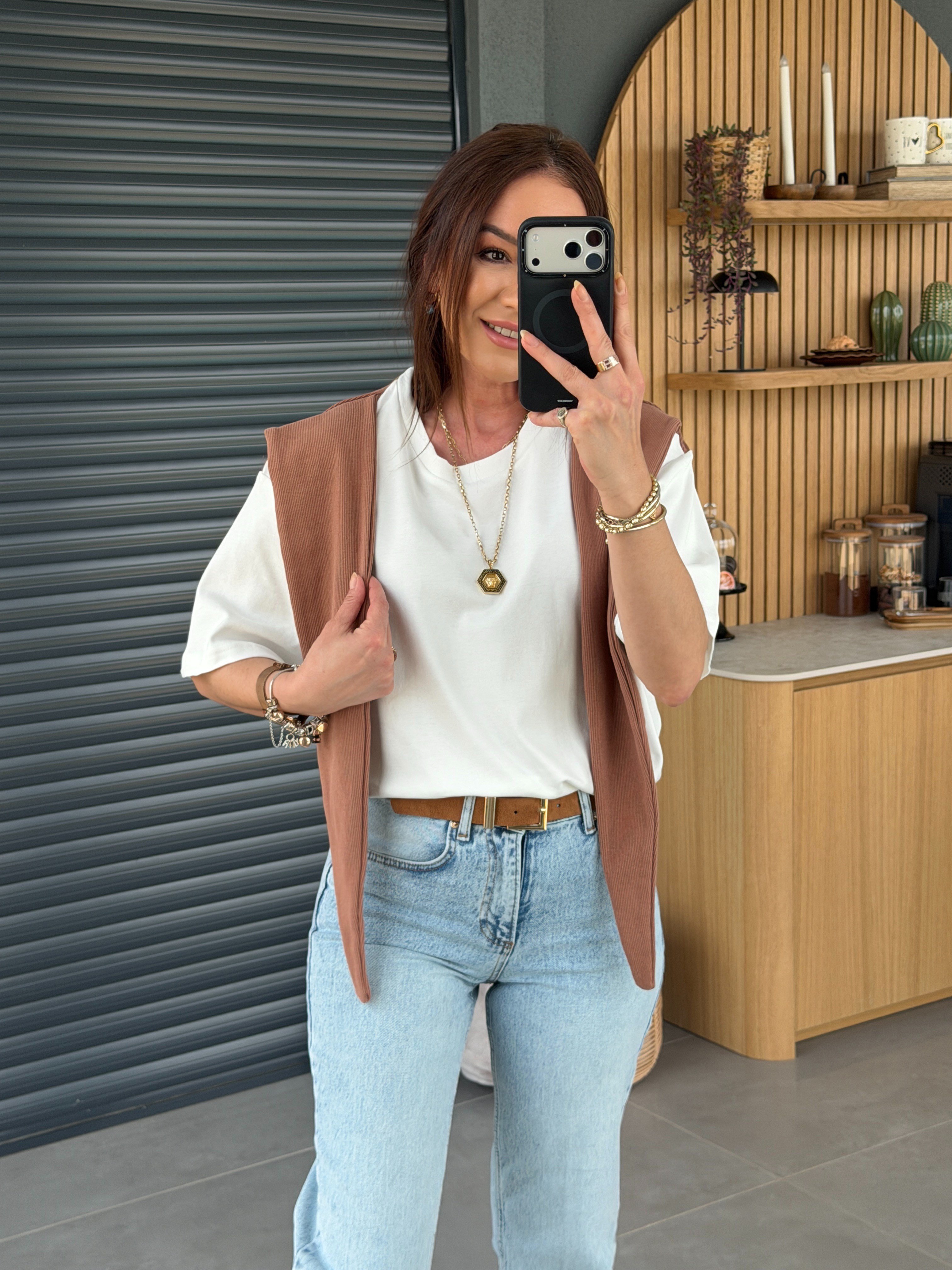 Şal Bağlamalı Tshirt KAHVE