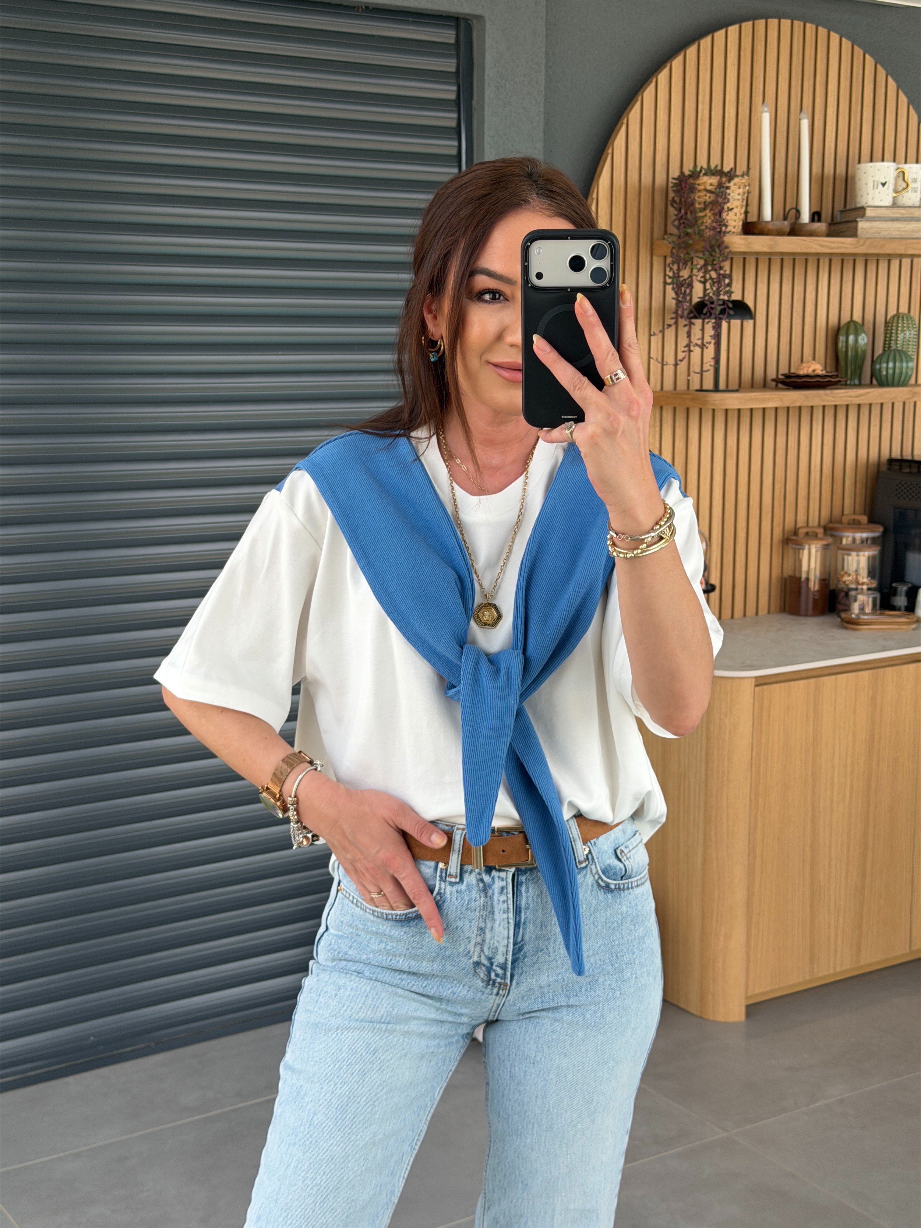 Şal Bağlamalı Tshirt MAVİ