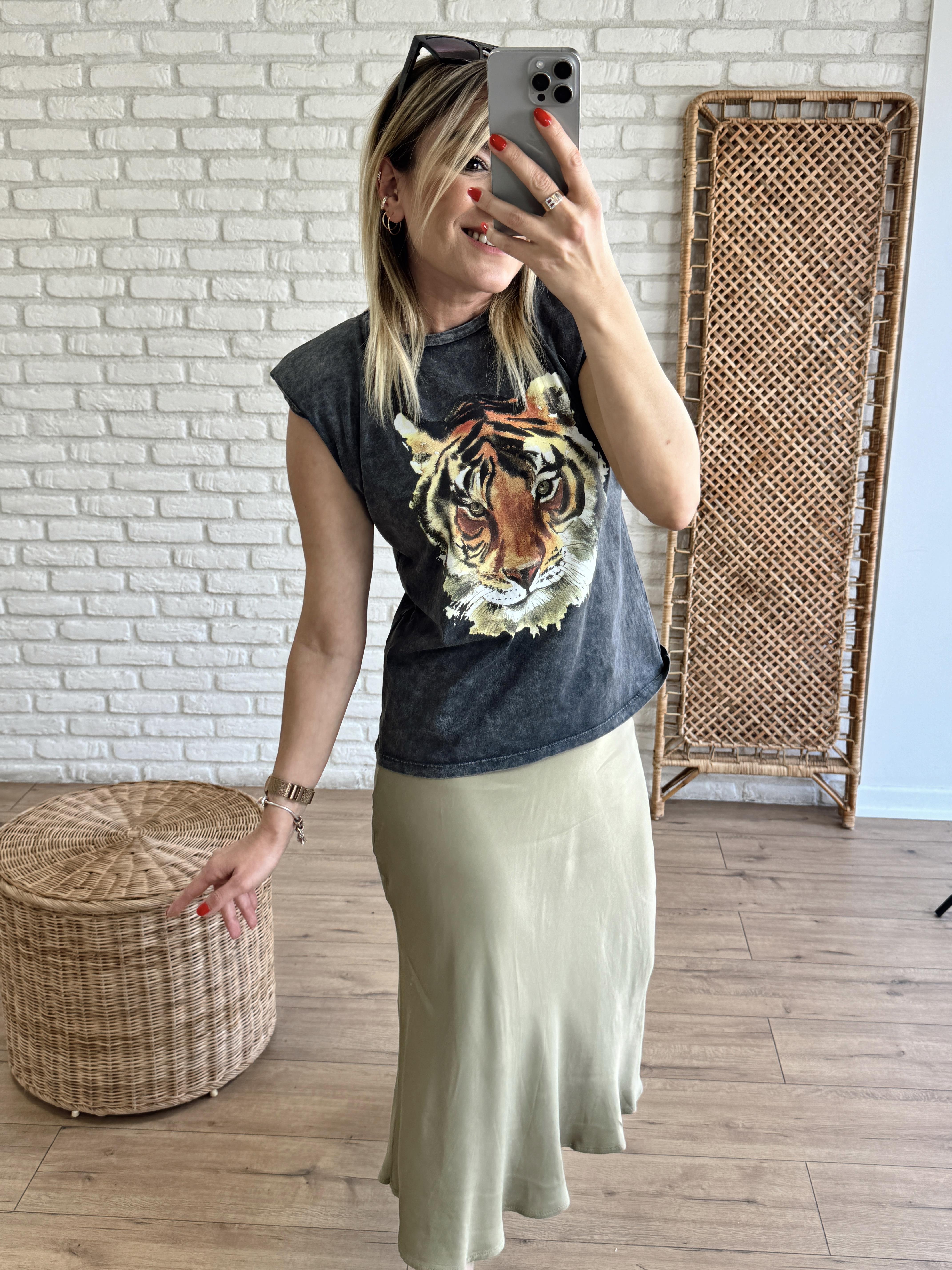 Saten Verev Etek HAKİ