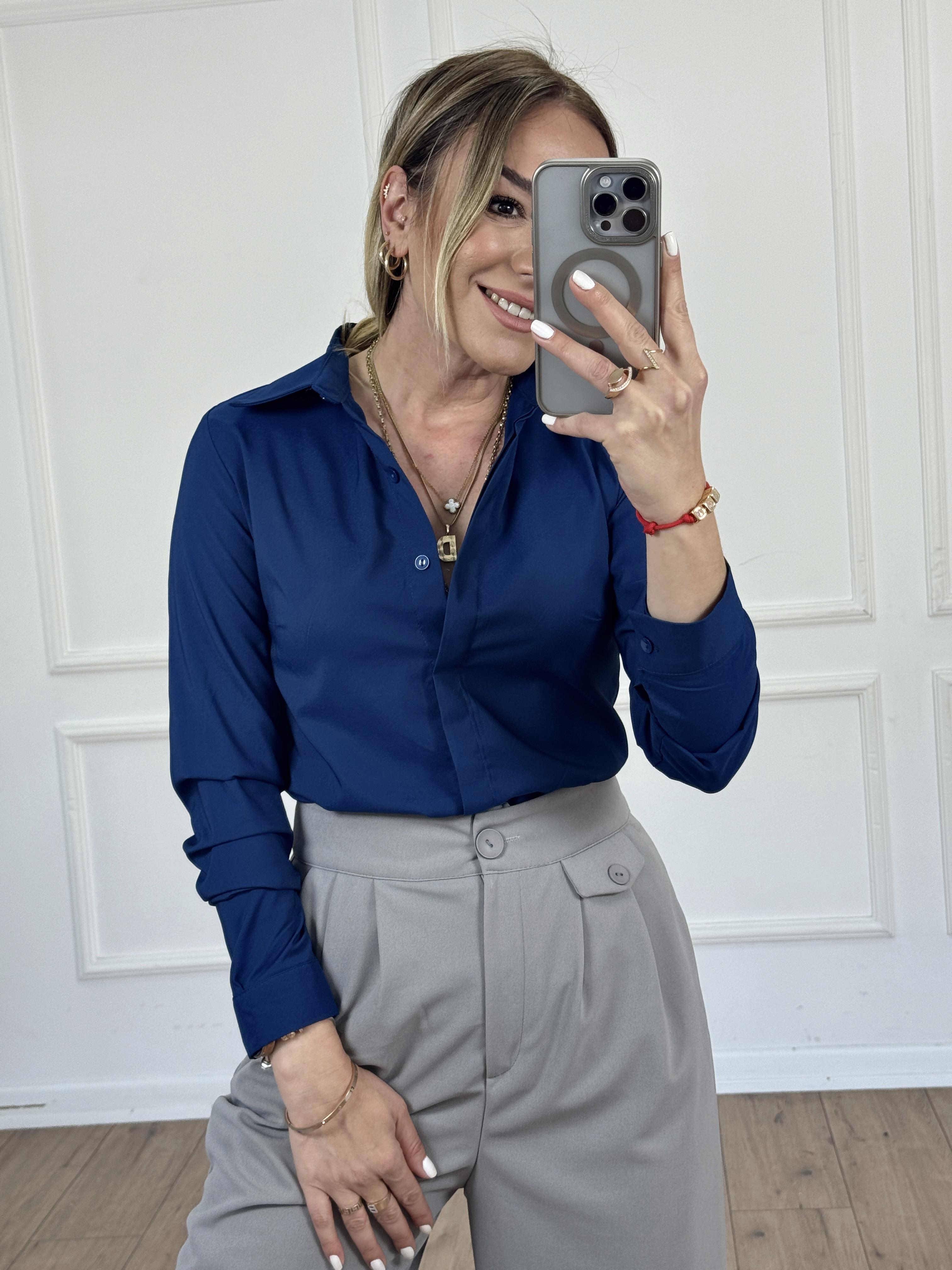 Slim Fit Poplin Gömlek LACİVERT