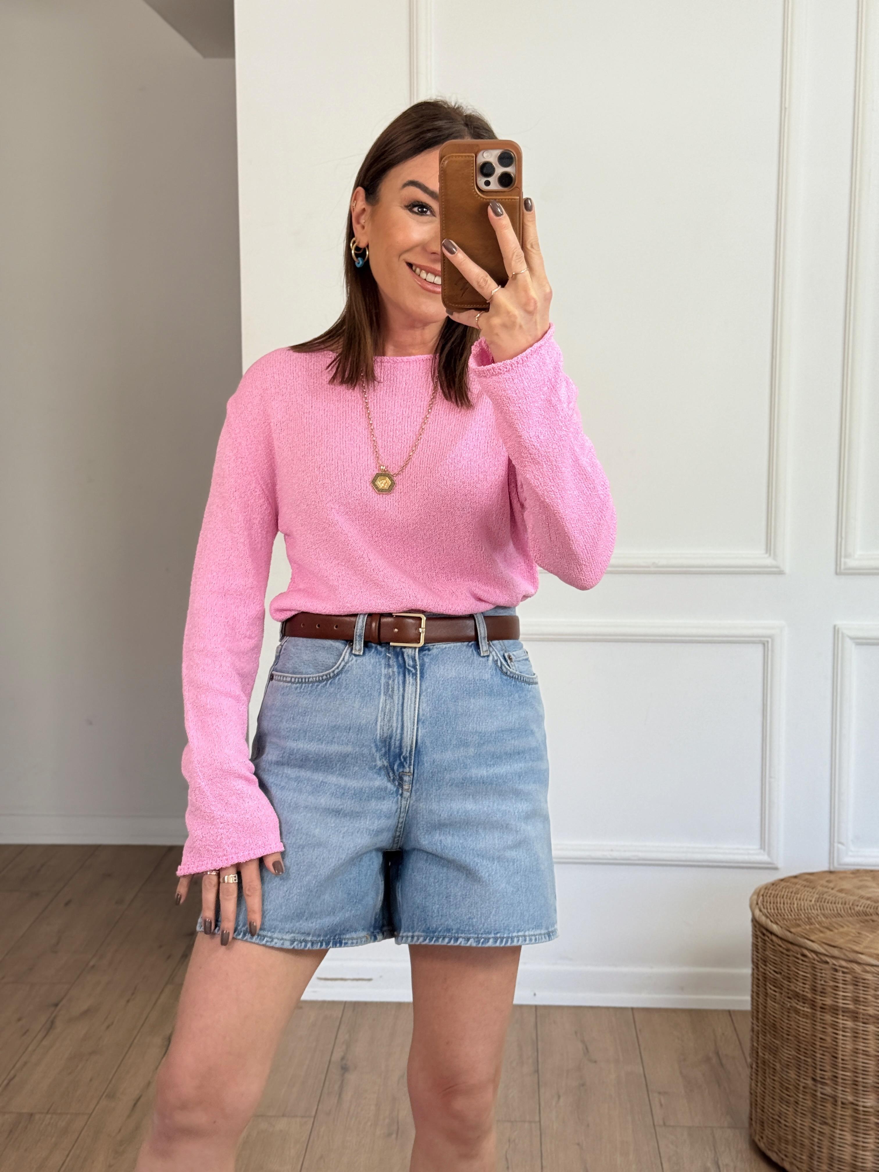 Sosis Yaka Merserize Triko PEMBE