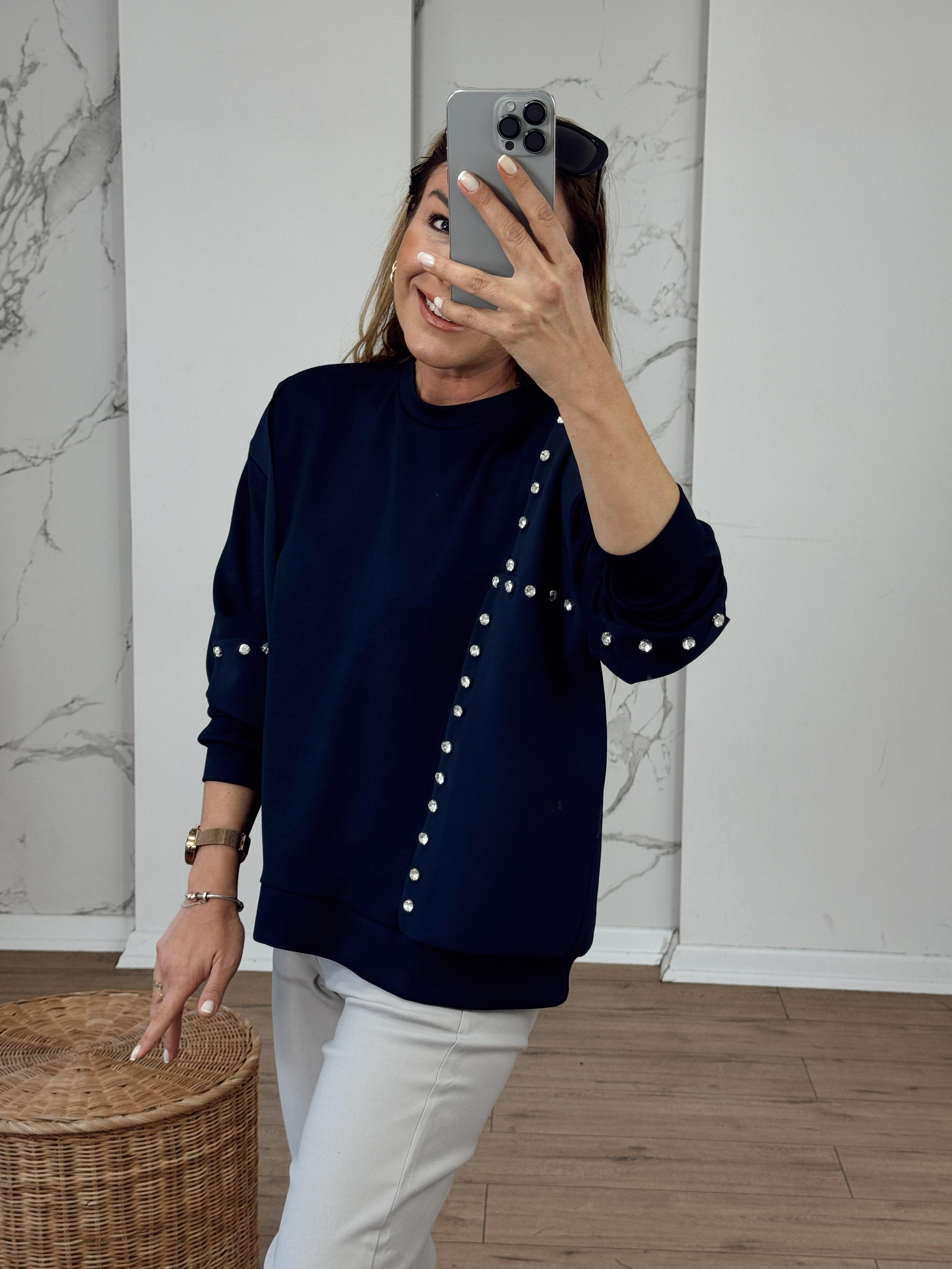 Taş Detaylı Modal Sweat LACİVERT