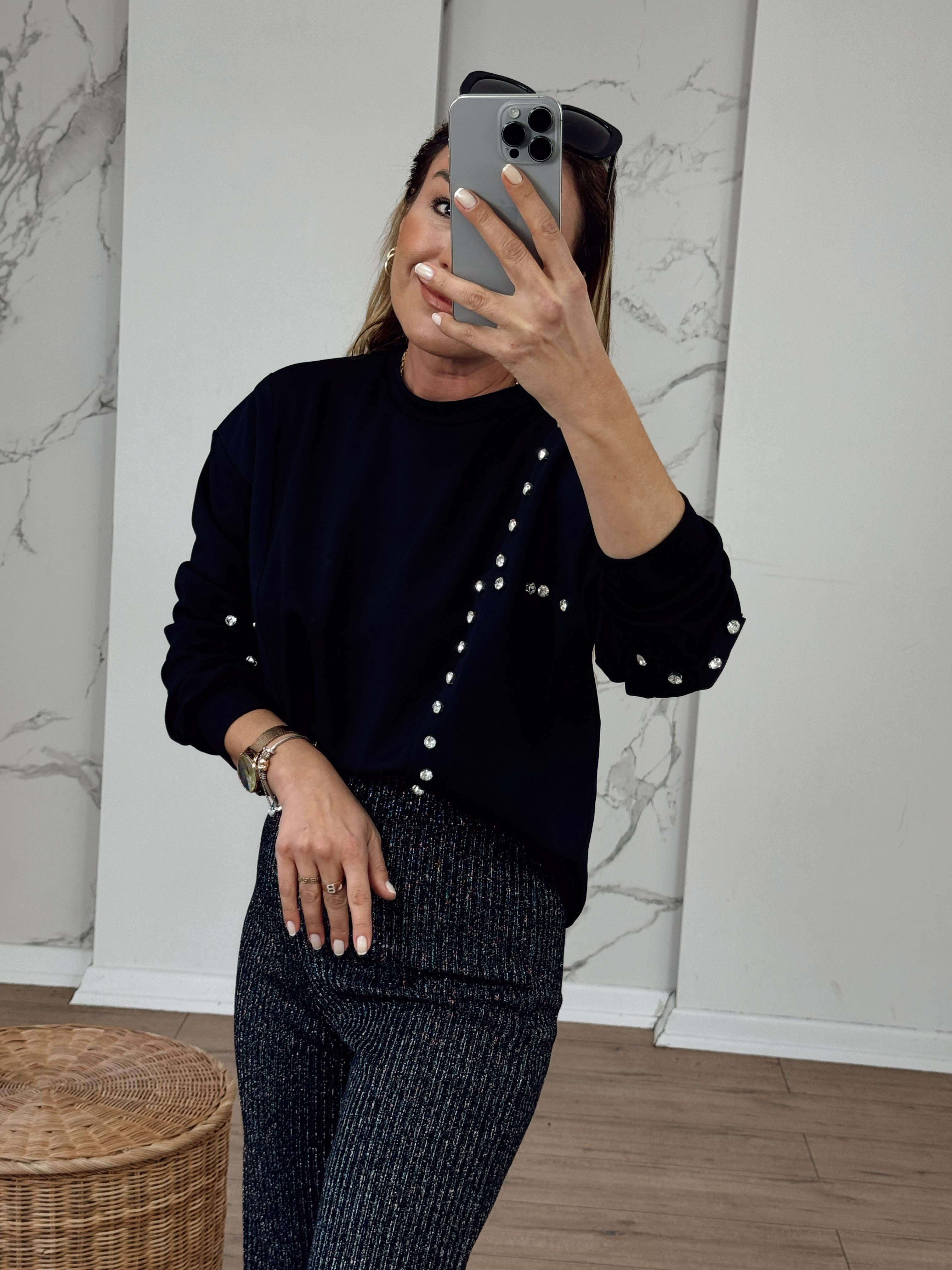 Taş Detaylı Modal Sweat SİYAH