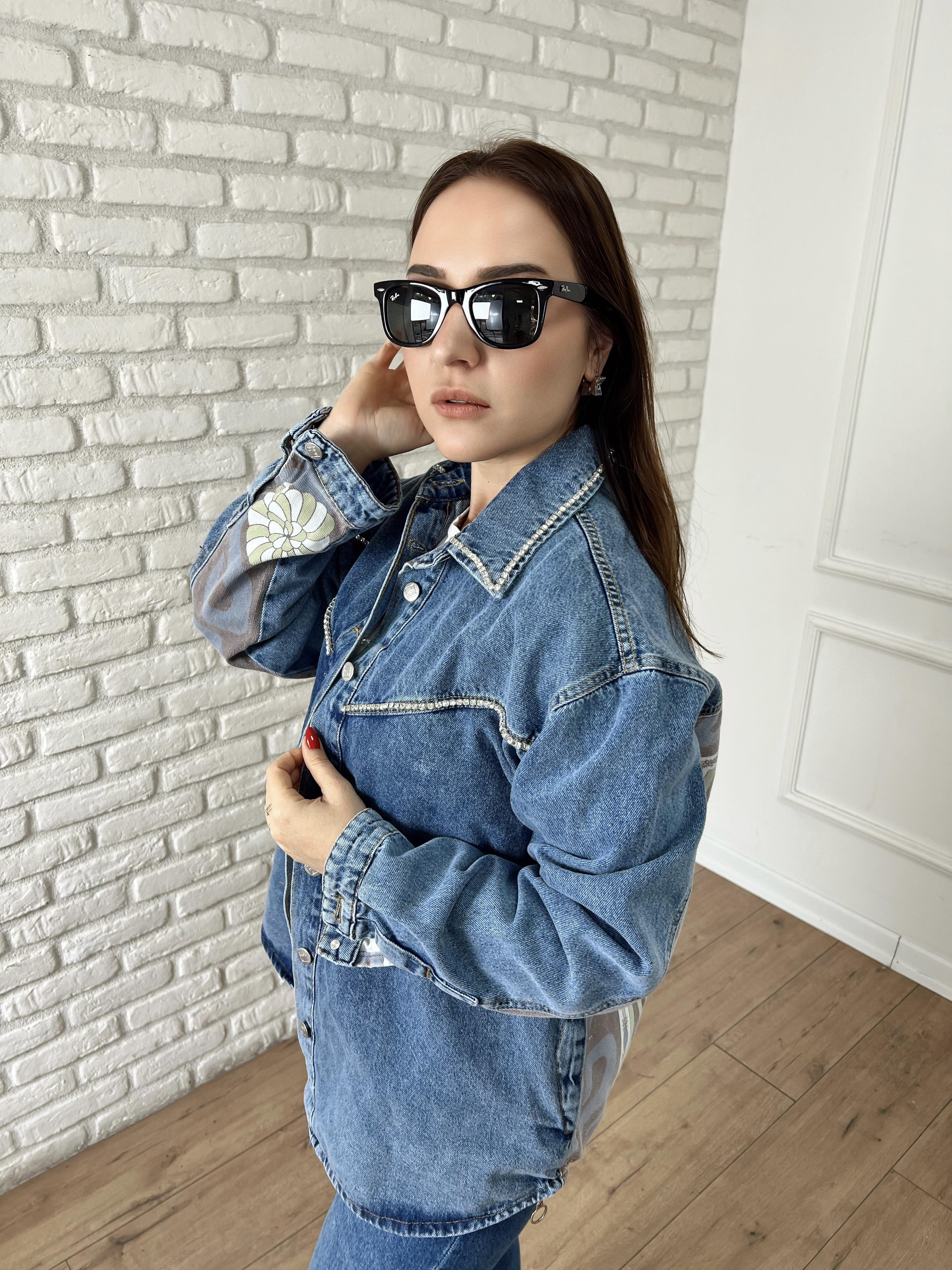 Taş Detaylı Tasarım Kot Ceket MAVİ