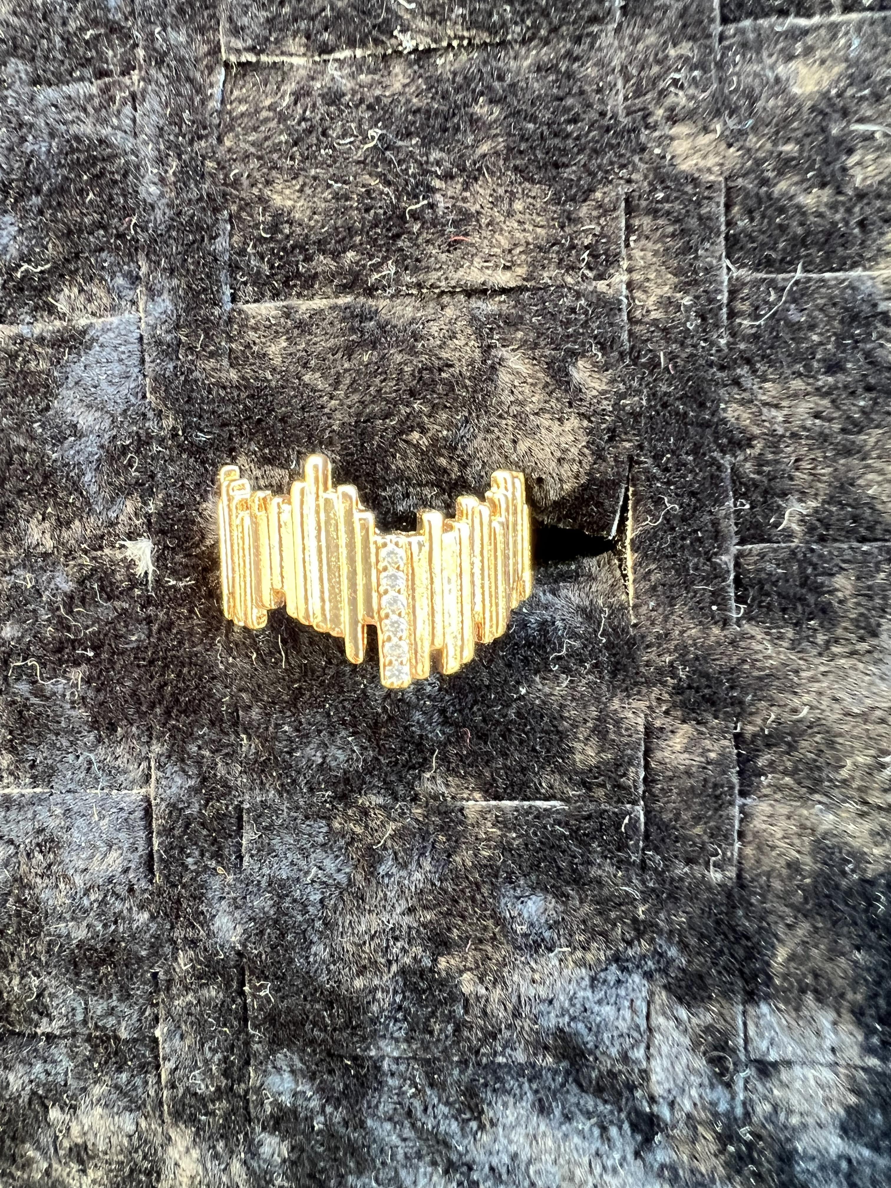 Taşlı Geometrik Plaka Ayarlanabilir Yüzük ROSE