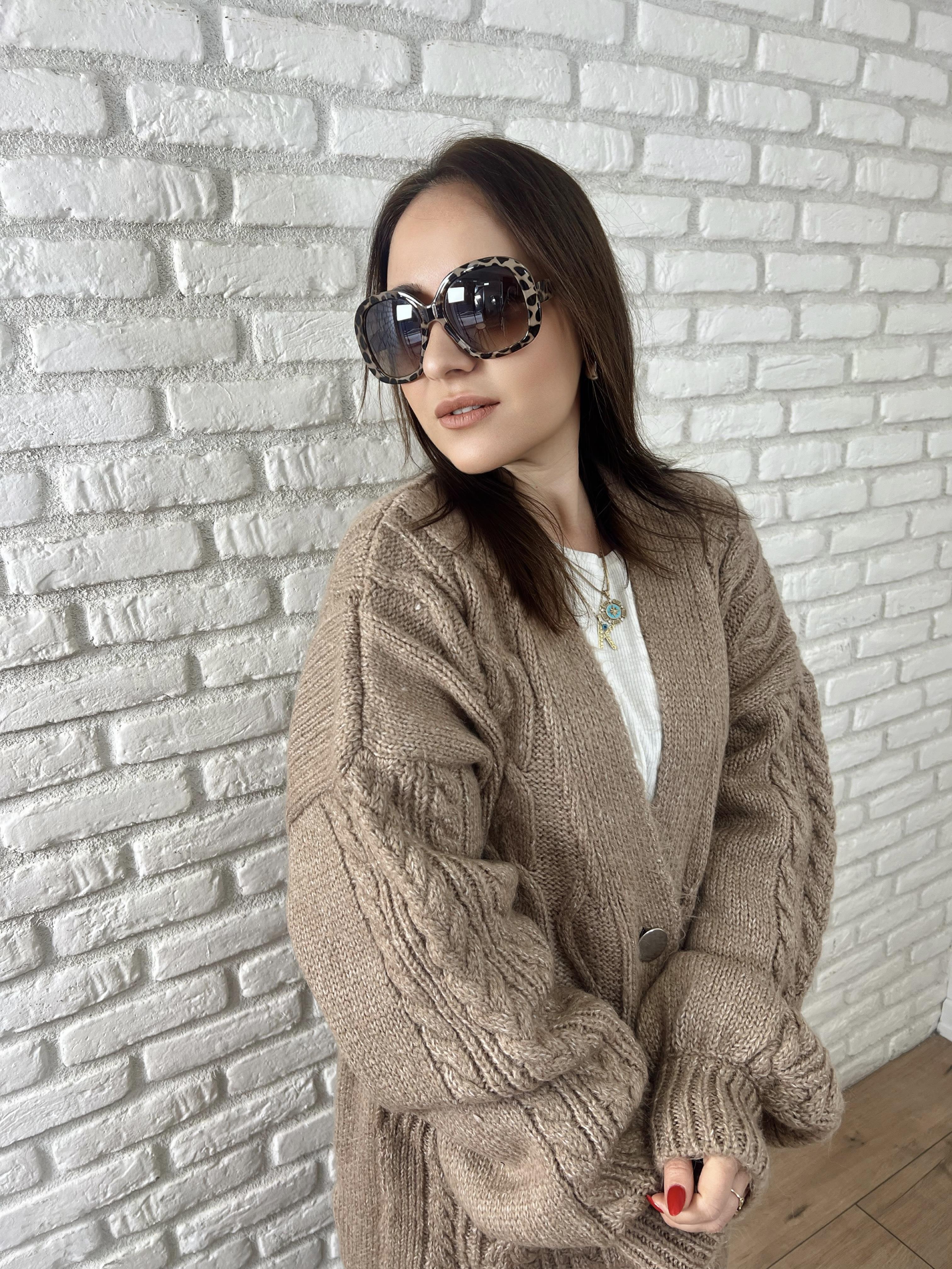 V Yaka Tek Düğmeli Cepli Hırka CAMEL