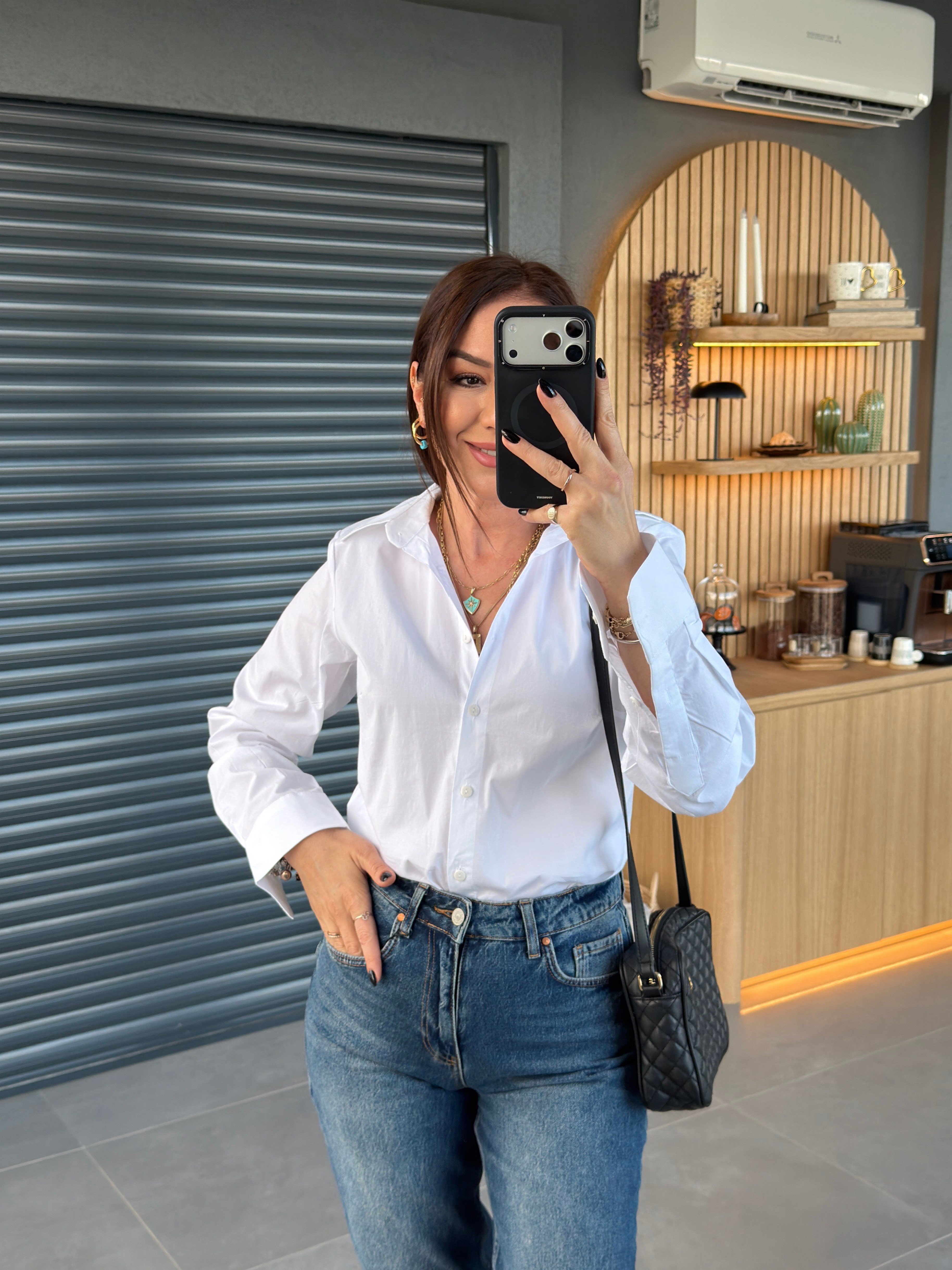 Vatkalı Slim Fit Likralı Gömlek EKRU