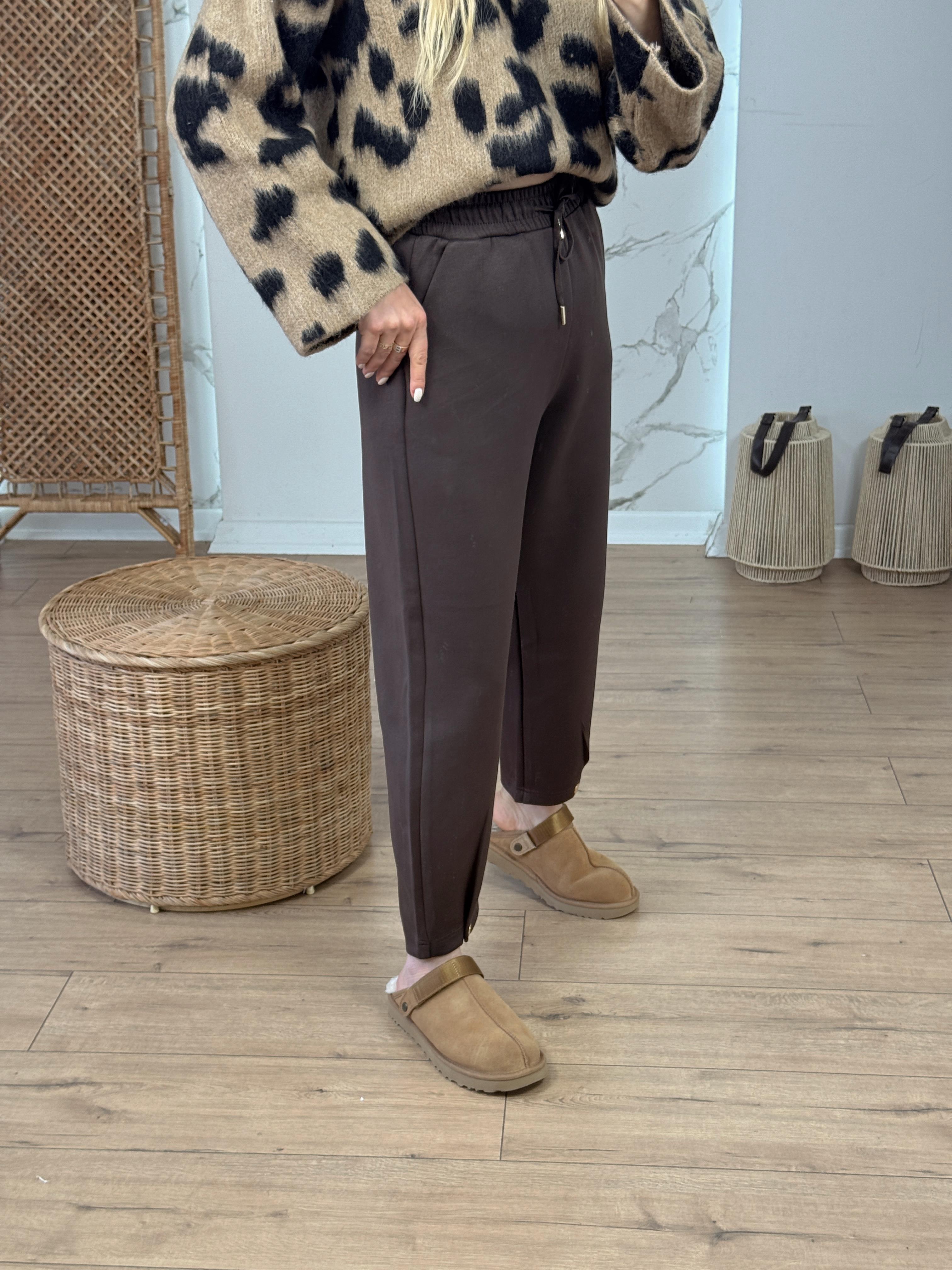 X-193 Paça Detaylı Modal Pantolon KAHVE