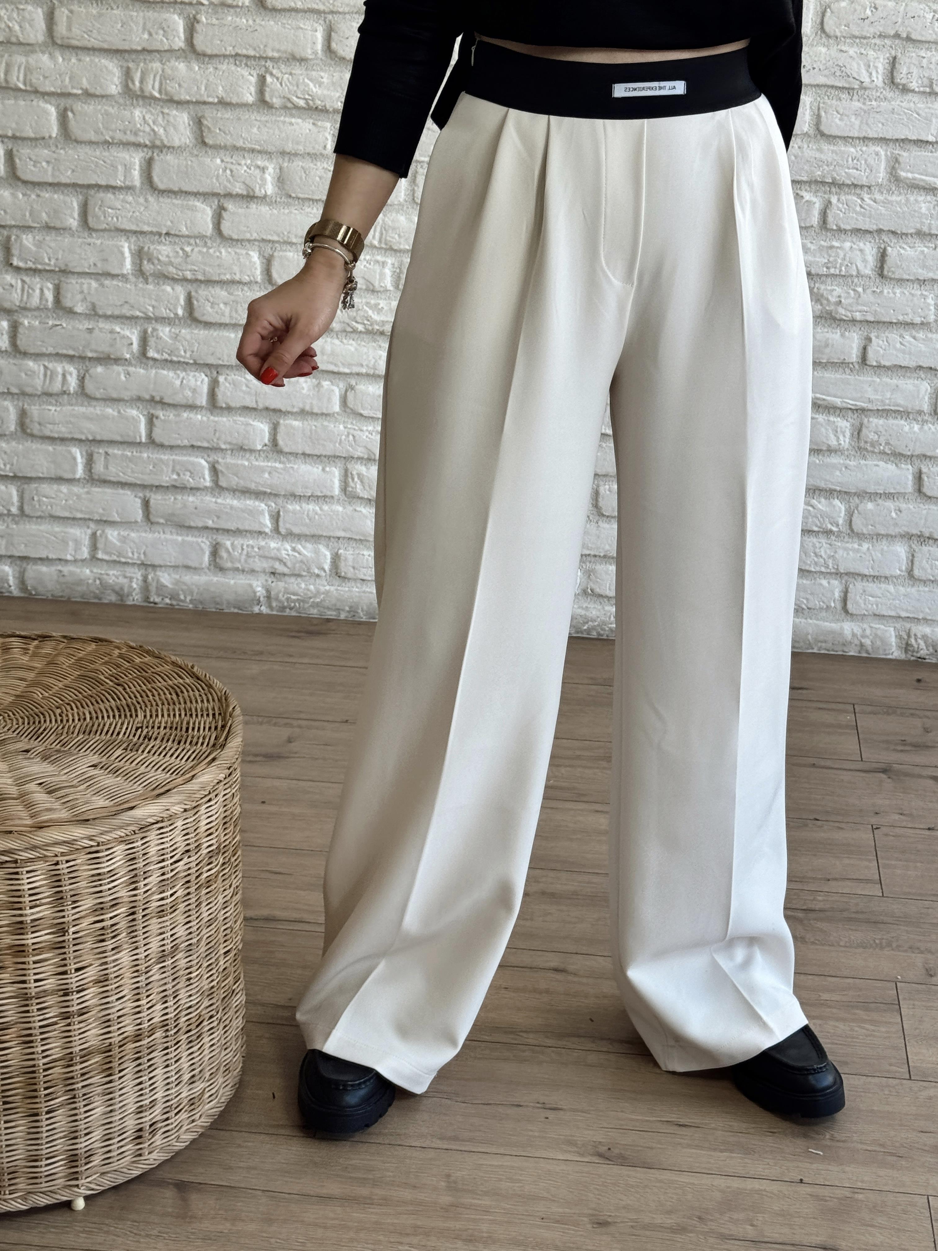 Yan Fermuarlı Beli Lastikli Pantolon BEJ