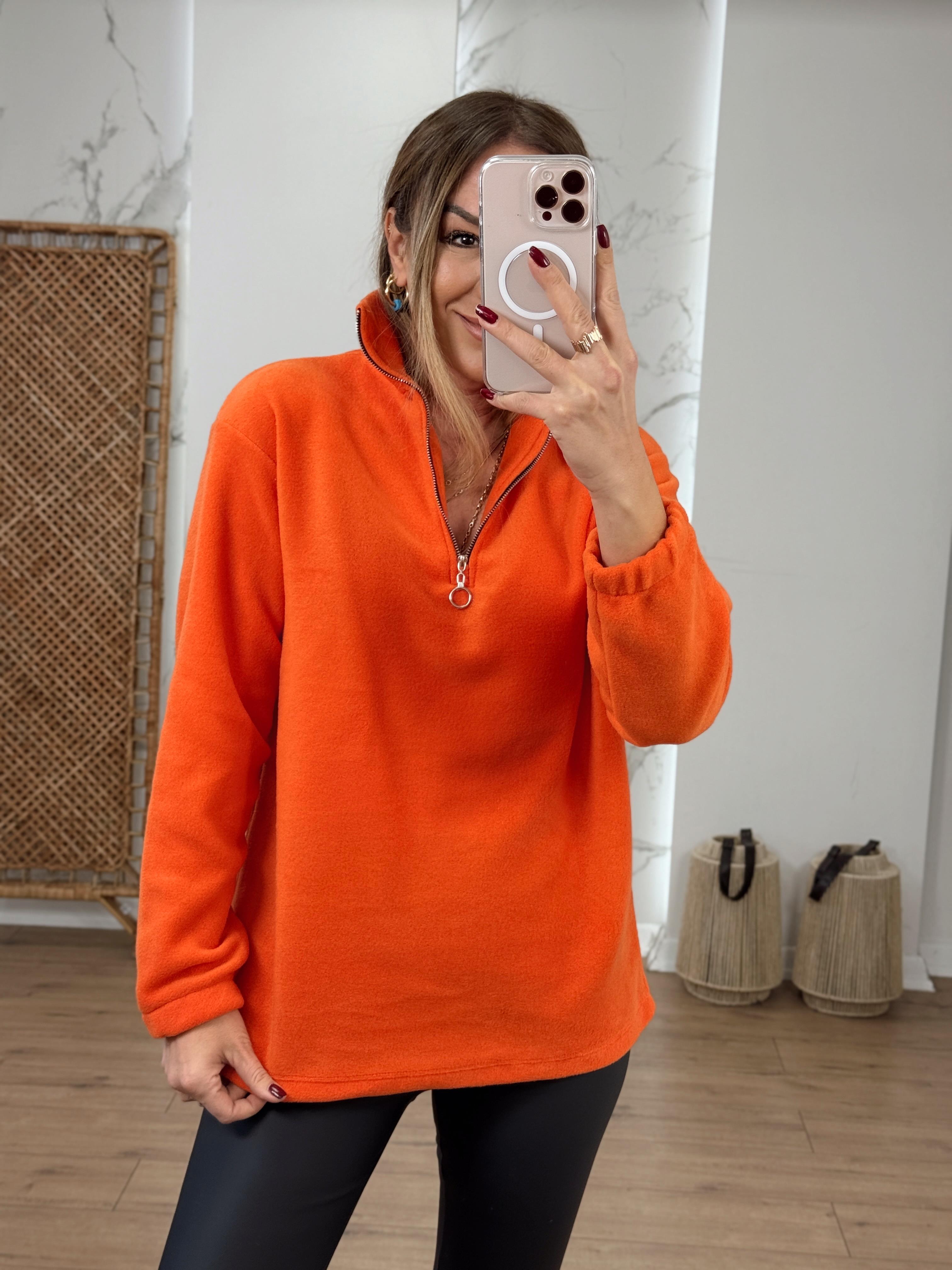 Yarım Fermuarlı Polar Sweat ORANGE