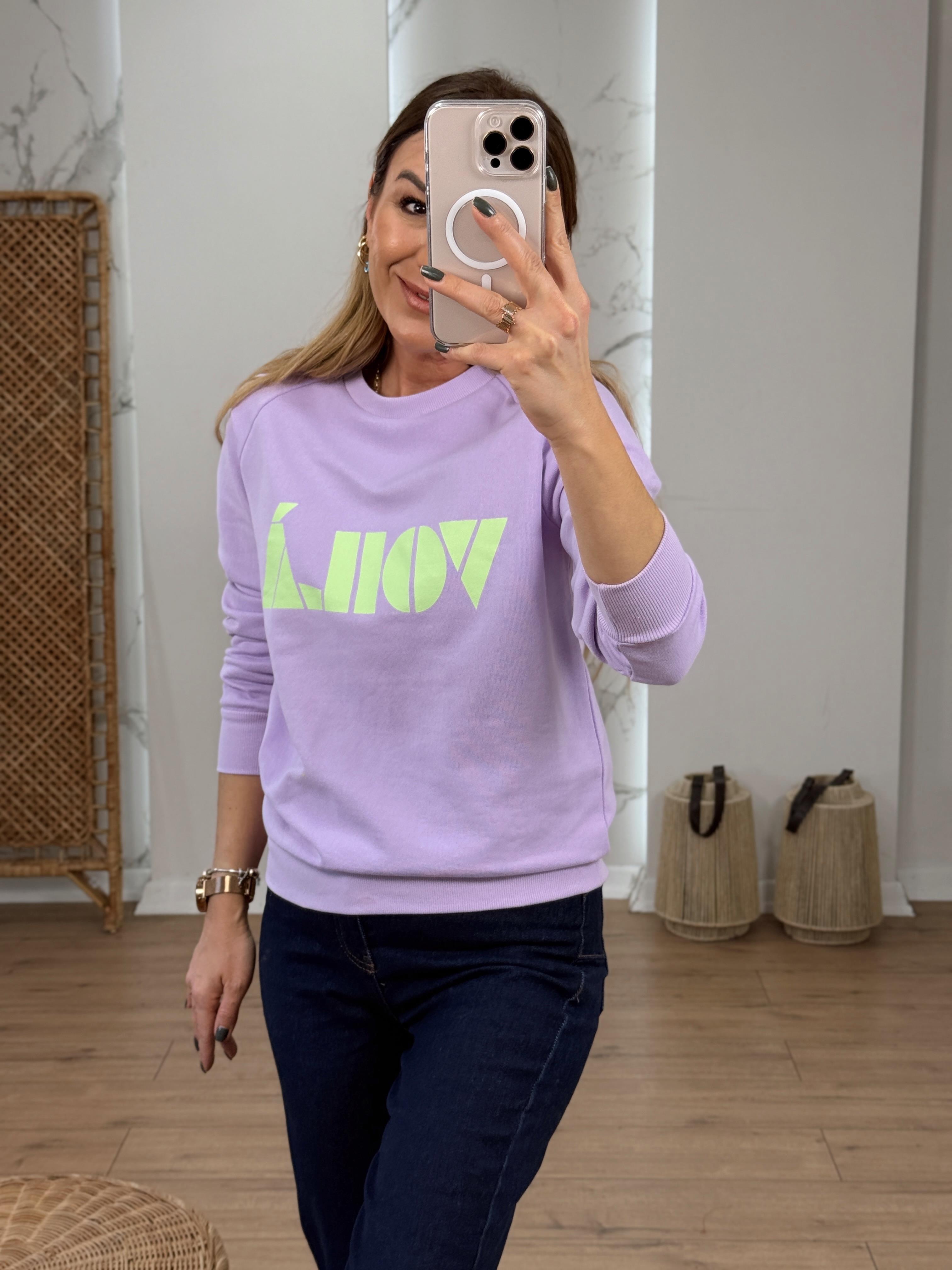 Yazı Baskılı Sweat LİLA