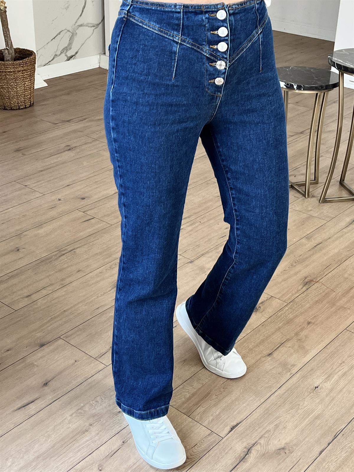 Yüksek Bel Flare jean MAVİ