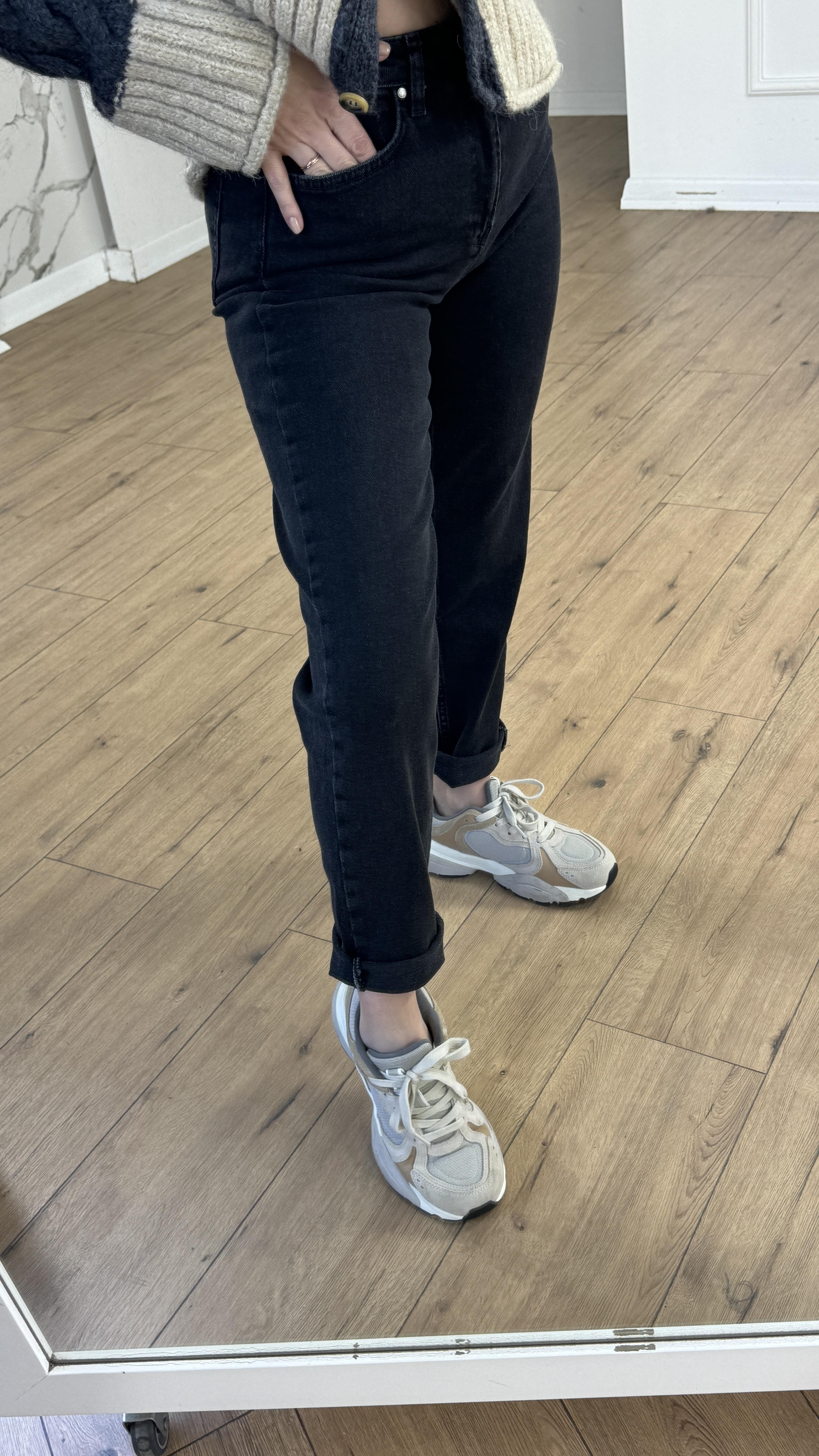 Yüksek Bel Mom Jean ANTRASİT