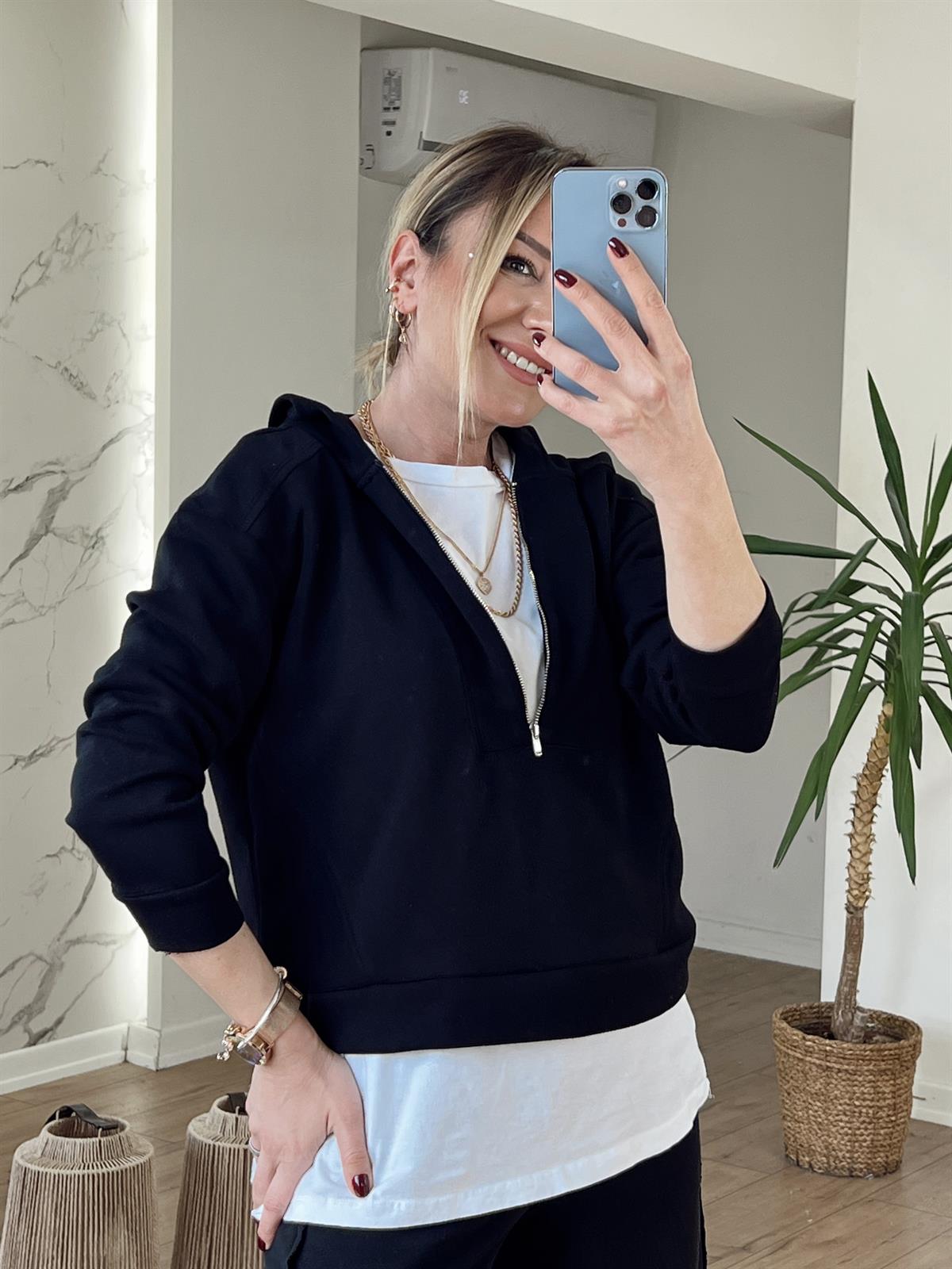 YUMUŞAK DOKULU SWEAT SİYAH