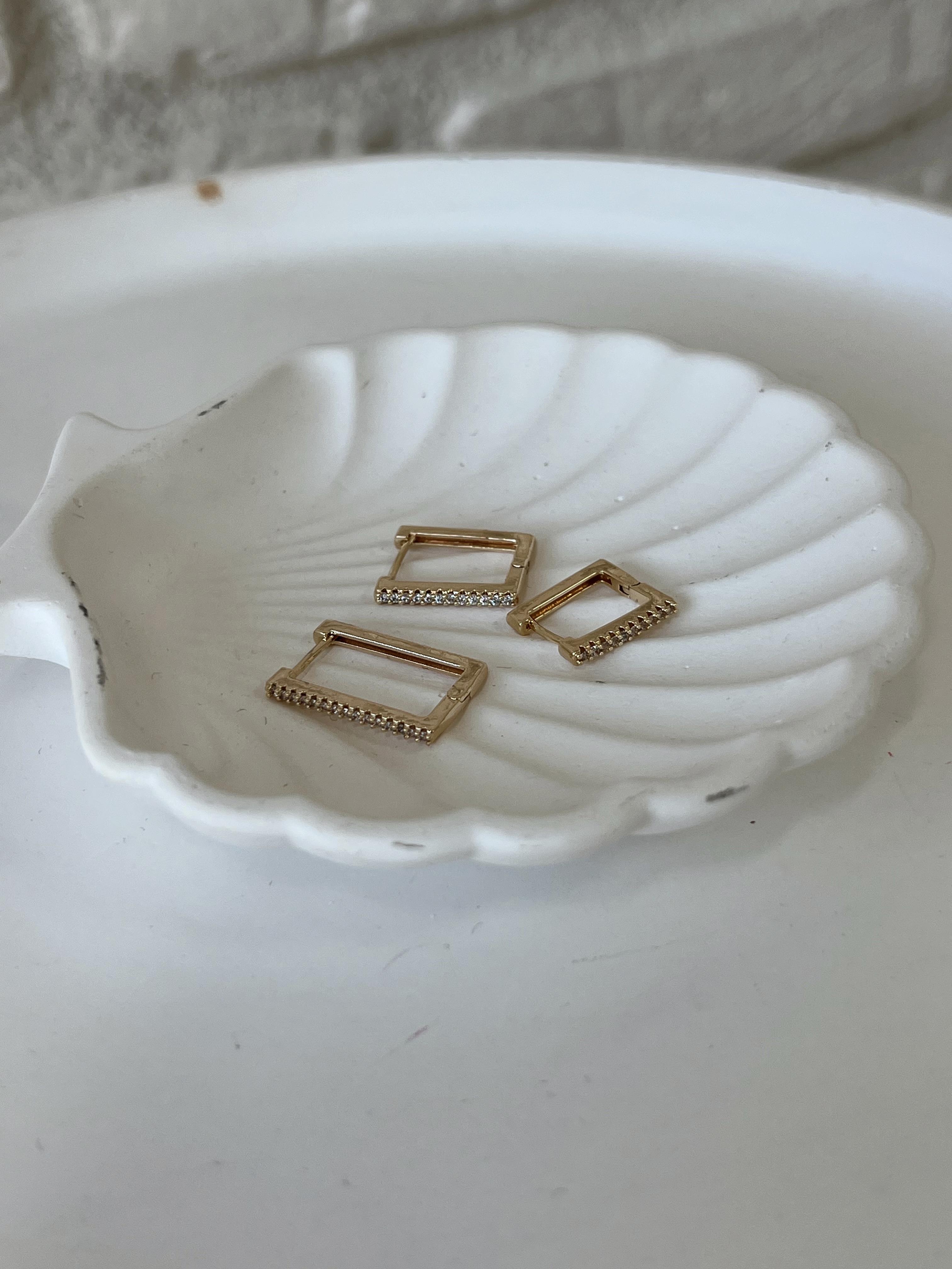Zirkon Taşlı Üçlü Minimal Küpe GOLD