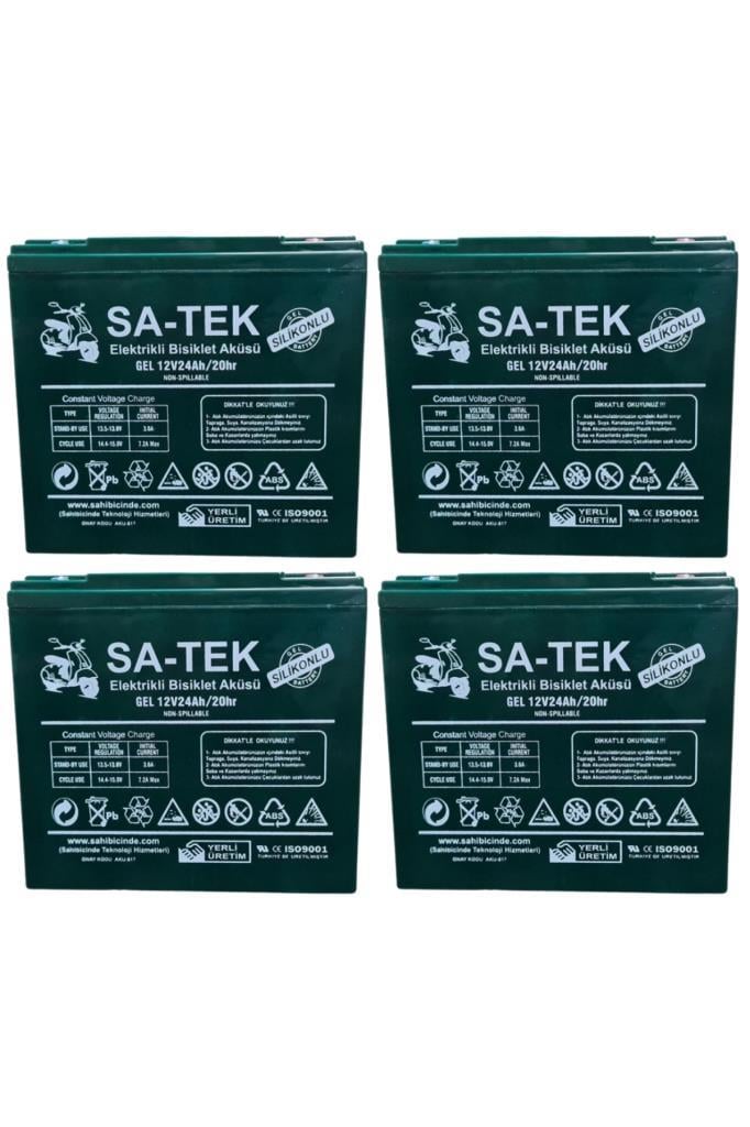 Satek 12V 24AH Elektrikli Motosiklet Aküsü ve Elektrikli Bisiklet Aküsü 4lü Set Jel Akü 2025 Üretim
