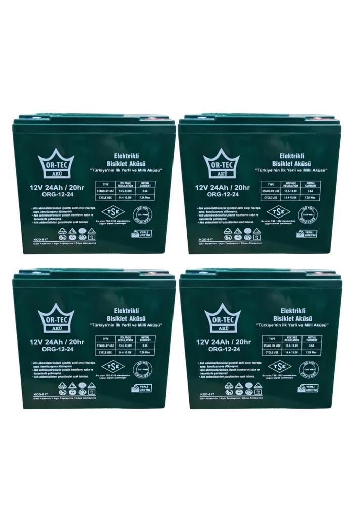 12v 24 Ah Elektrikli Motosiklet Aküsü 4'lü Set Jel Akü Elektrikli Bisiklet Aküsü