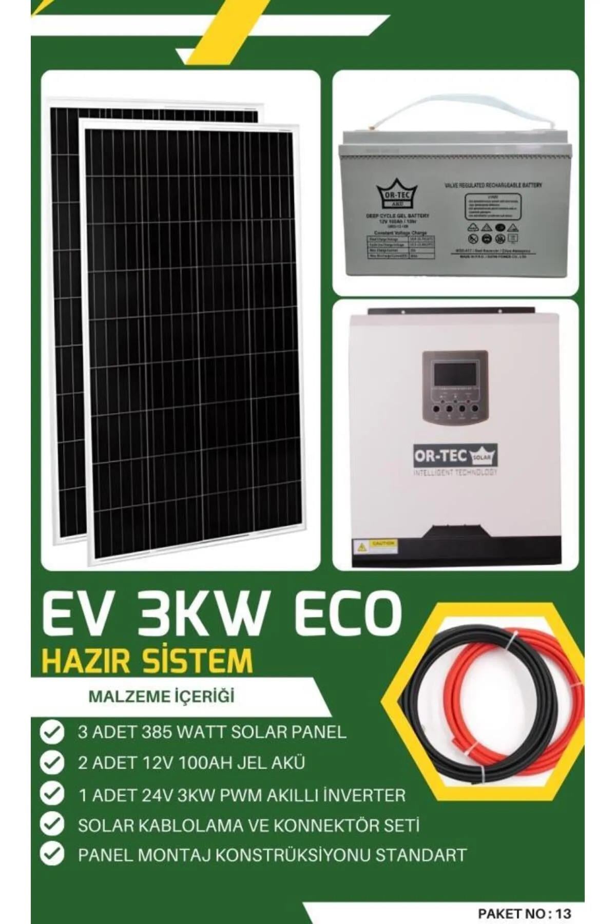 Ortec Bağ Evi, Hobi Bahçesi Ekonomik Güneş Enerjisi 3KW Solar Enerji Paketi - No:13