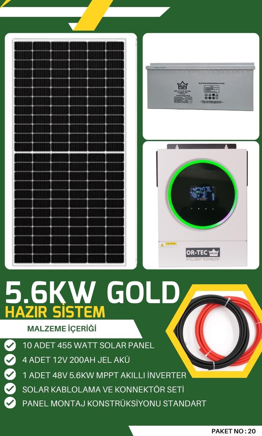 Bağevi Güneş Enerjisi 5.6KW Gold Solar Paket - No: 20 