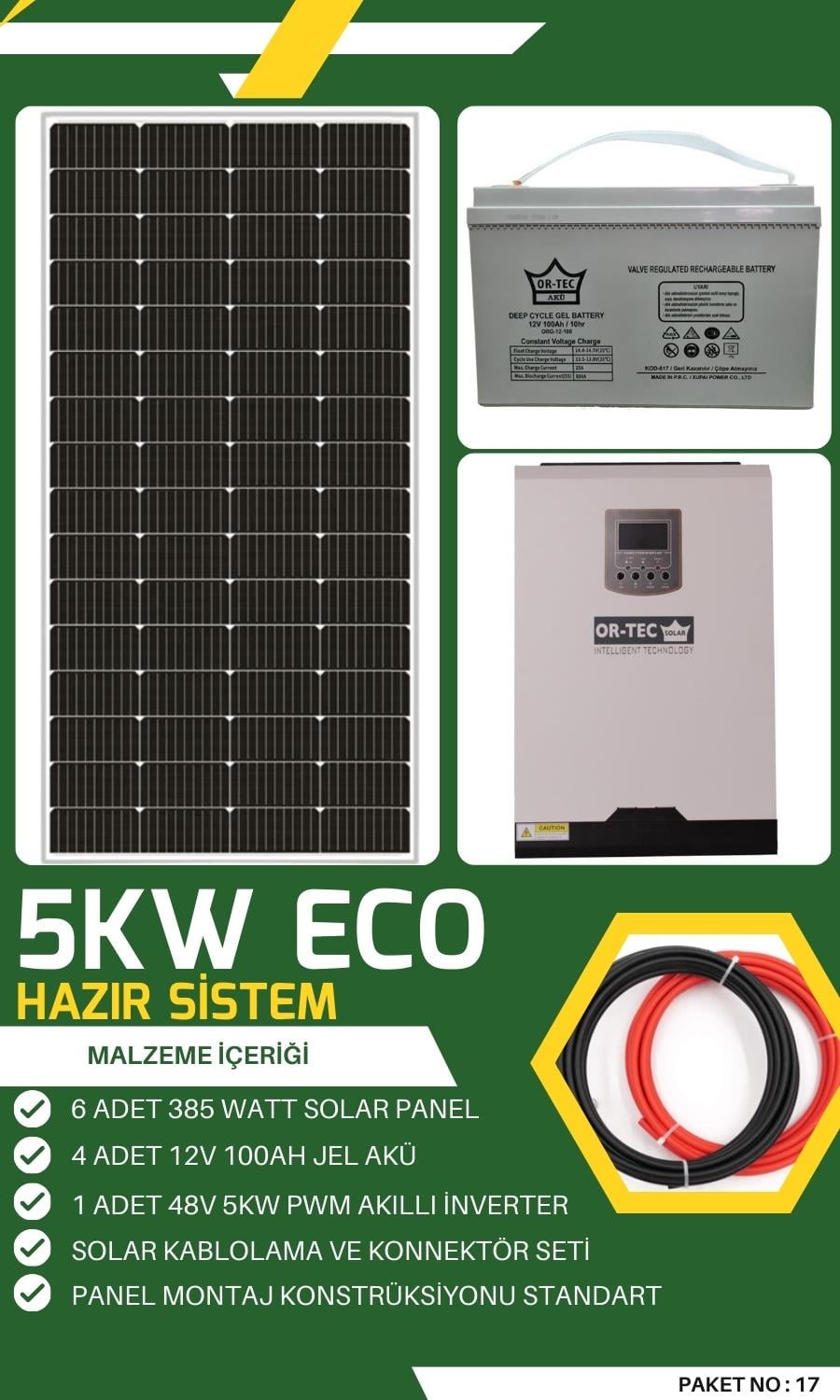 Bağevi Güneş Enerjisi 5KW Ekonomik Solar Paket - No: 17
