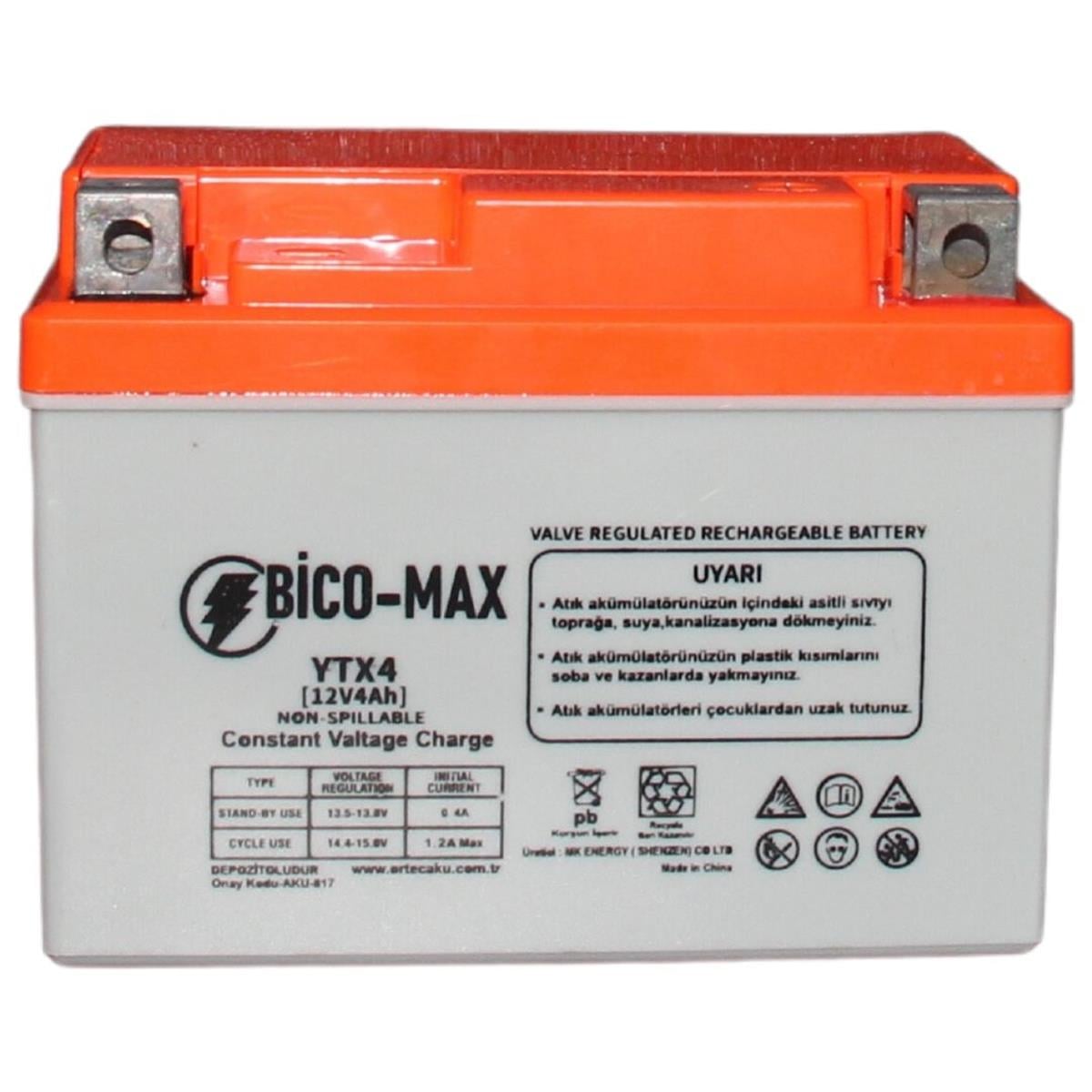 Bico-Max YTX4 Benzinli Motosiklet Aküsü 