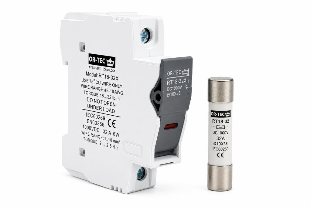 OR-TEC 1000V 32A 10X38 DC Sigorta + Sigorta Yuvası