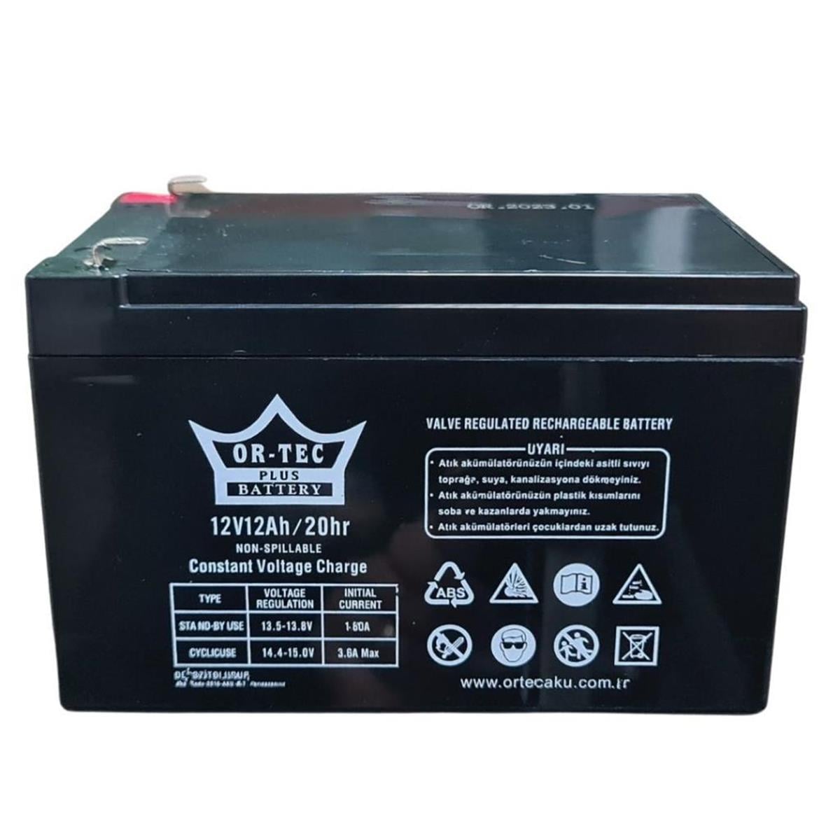 Ortec 12V 12Ah Akü 2023 Üretim Bakımsız Akü