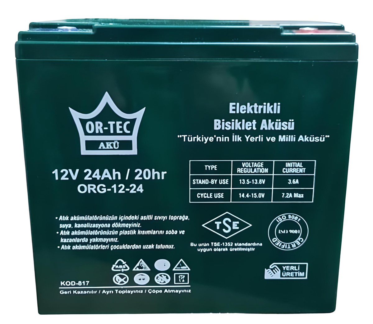 Ortec 12V 24AH Elektrikli Motosiklet Aküsü 2025 Üretim